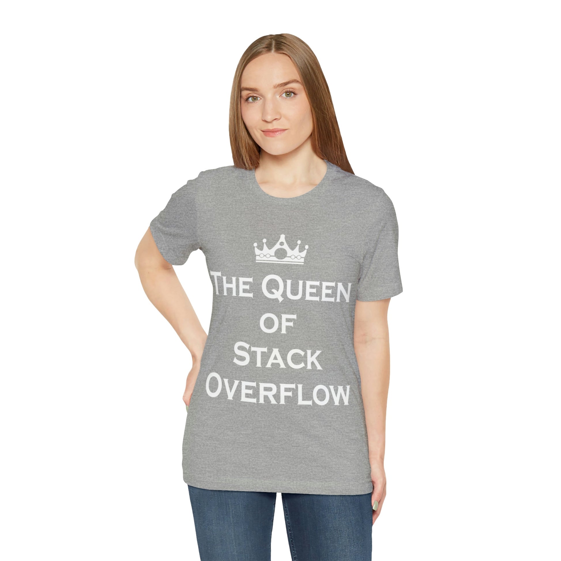 The Queen of Stack Overflow IT Funny Coding White Text Unisex Jersey Short Sleeve T-Shirt Ichaku [Perfect Gifts Selection]