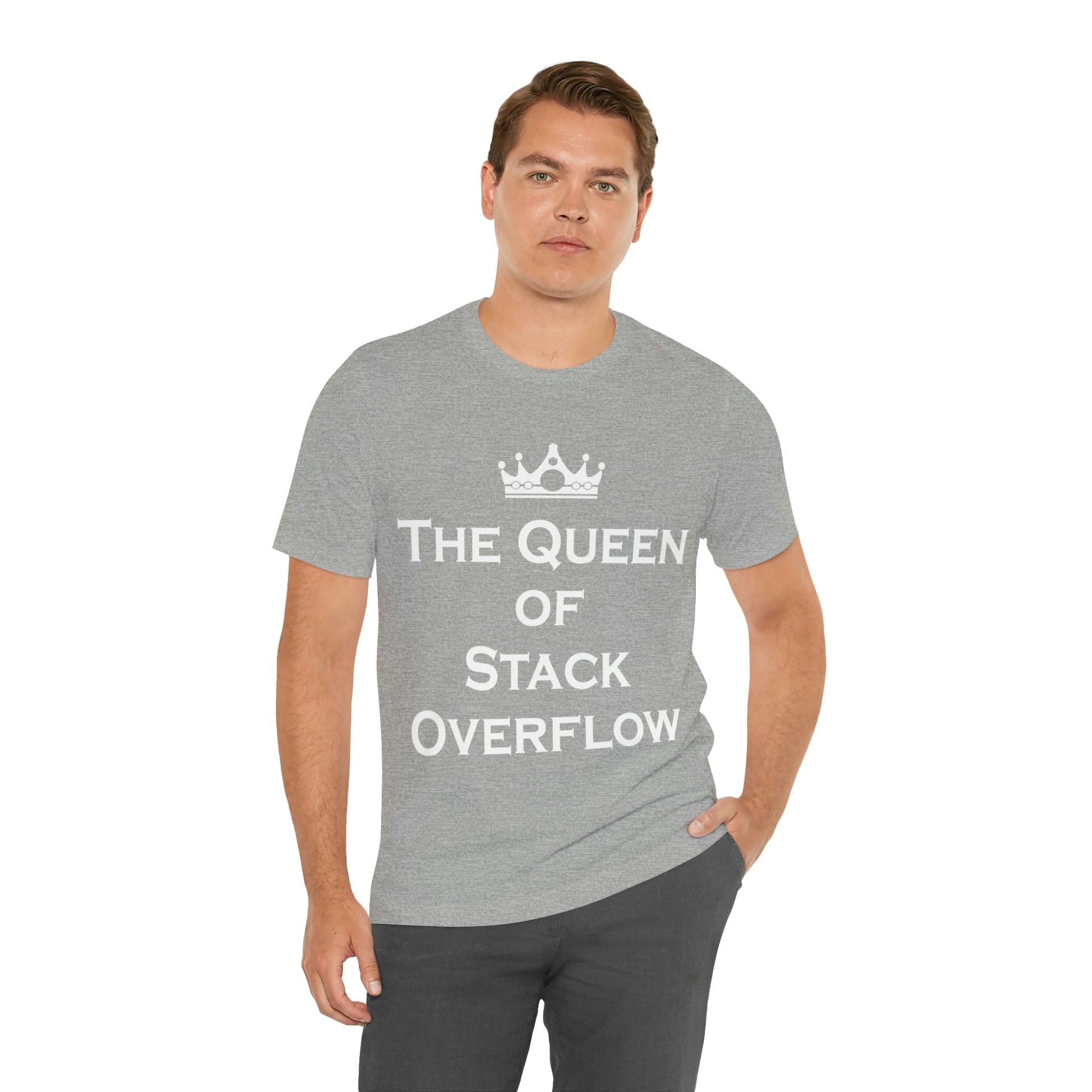 The Queen of Stack Overflow IT Funny Coding White Text Unisex Jersey Short Sleeve T-Shirt Ichaku [Perfect Gifts Selection]