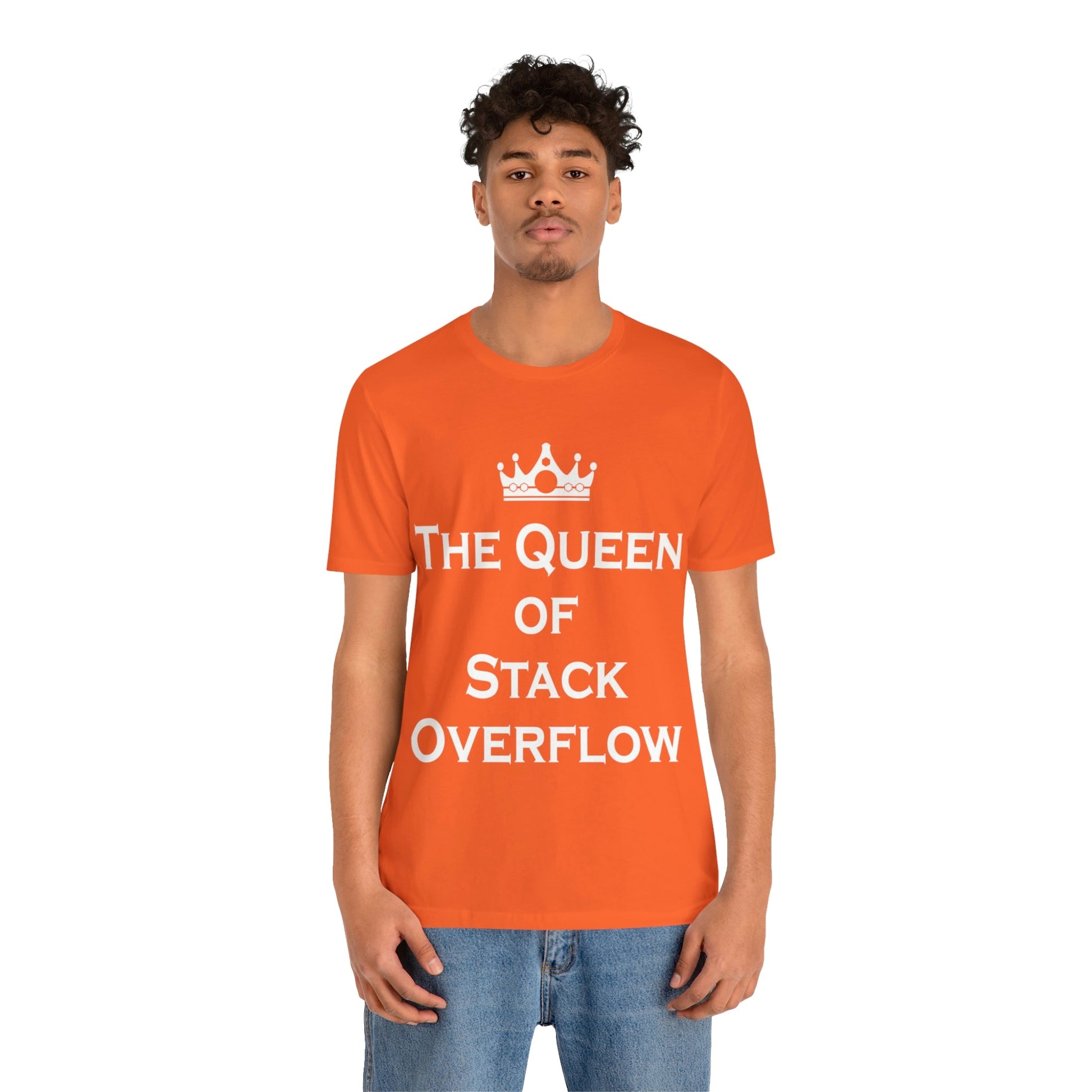 The Queen of Stack Overflow IT Funny Coding White Text Unisex Jersey Short Sleeve T-Shirt Ichaku [Perfect Gifts Selection]