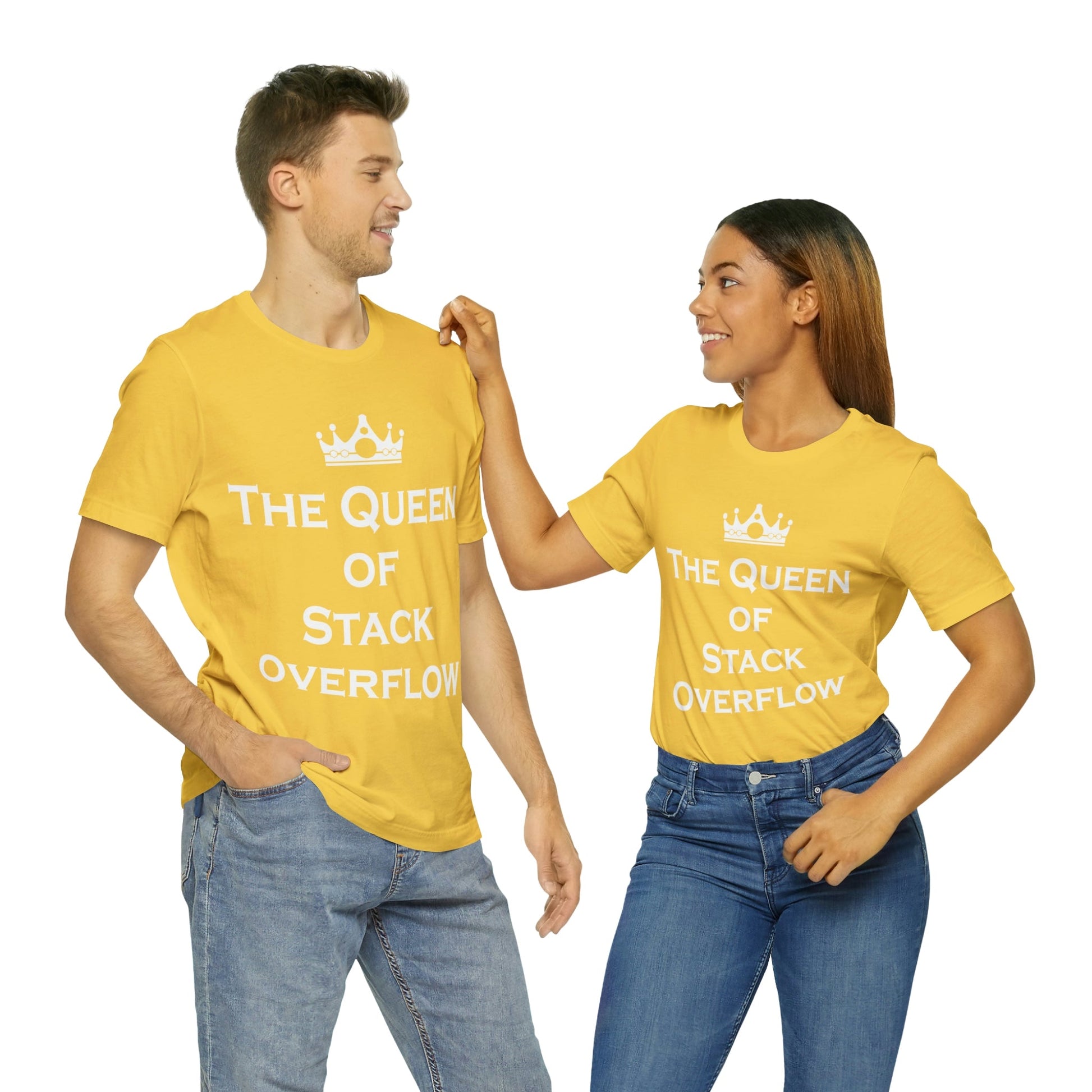 The Queen of Stack Overflow IT Funny Coding White Text Unisex Jersey Short Sleeve T-Shirt Ichaku [Perfect Gifts Selection]