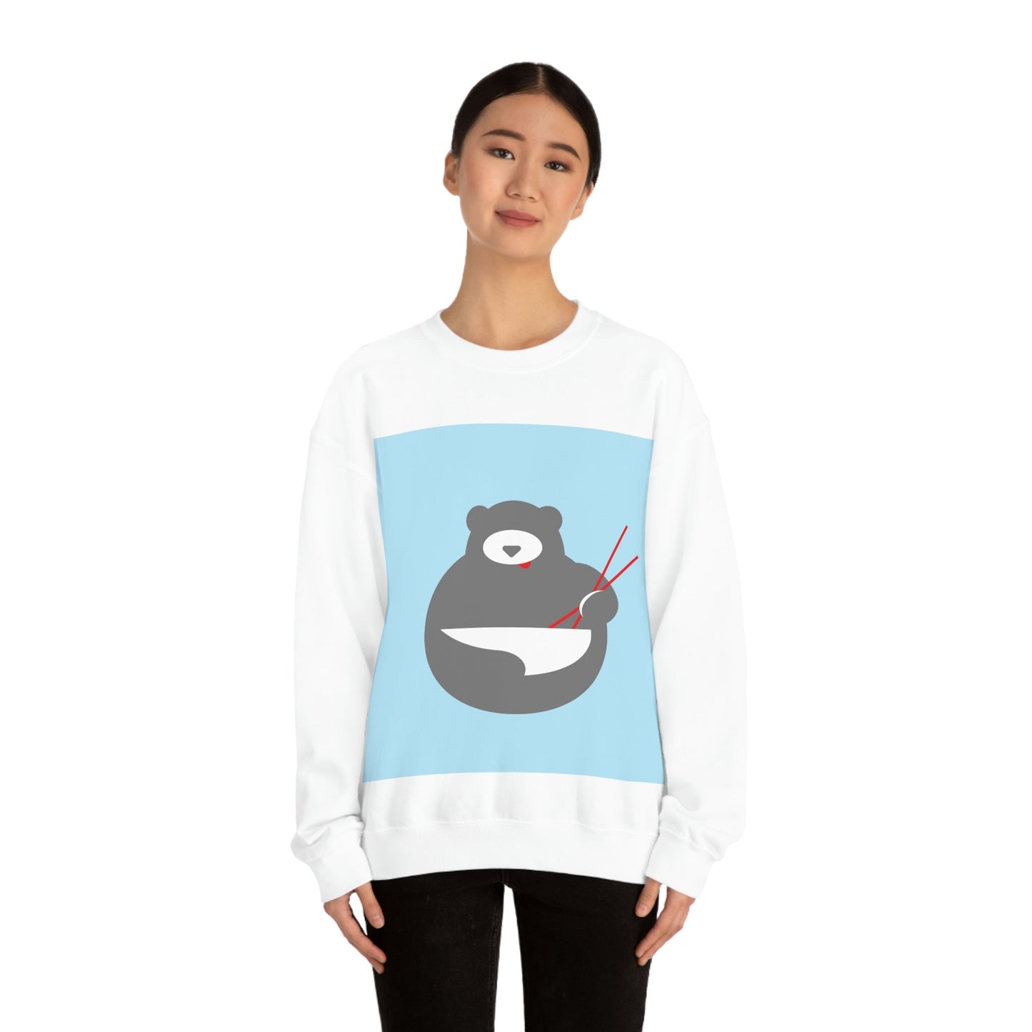 Think Noodles Think Ramen Anime Food Abstract Minimalist Art Unisex Heavy Blend™ Crewneck Sweatshirt Ichaku [Perfect Gifts Selection]