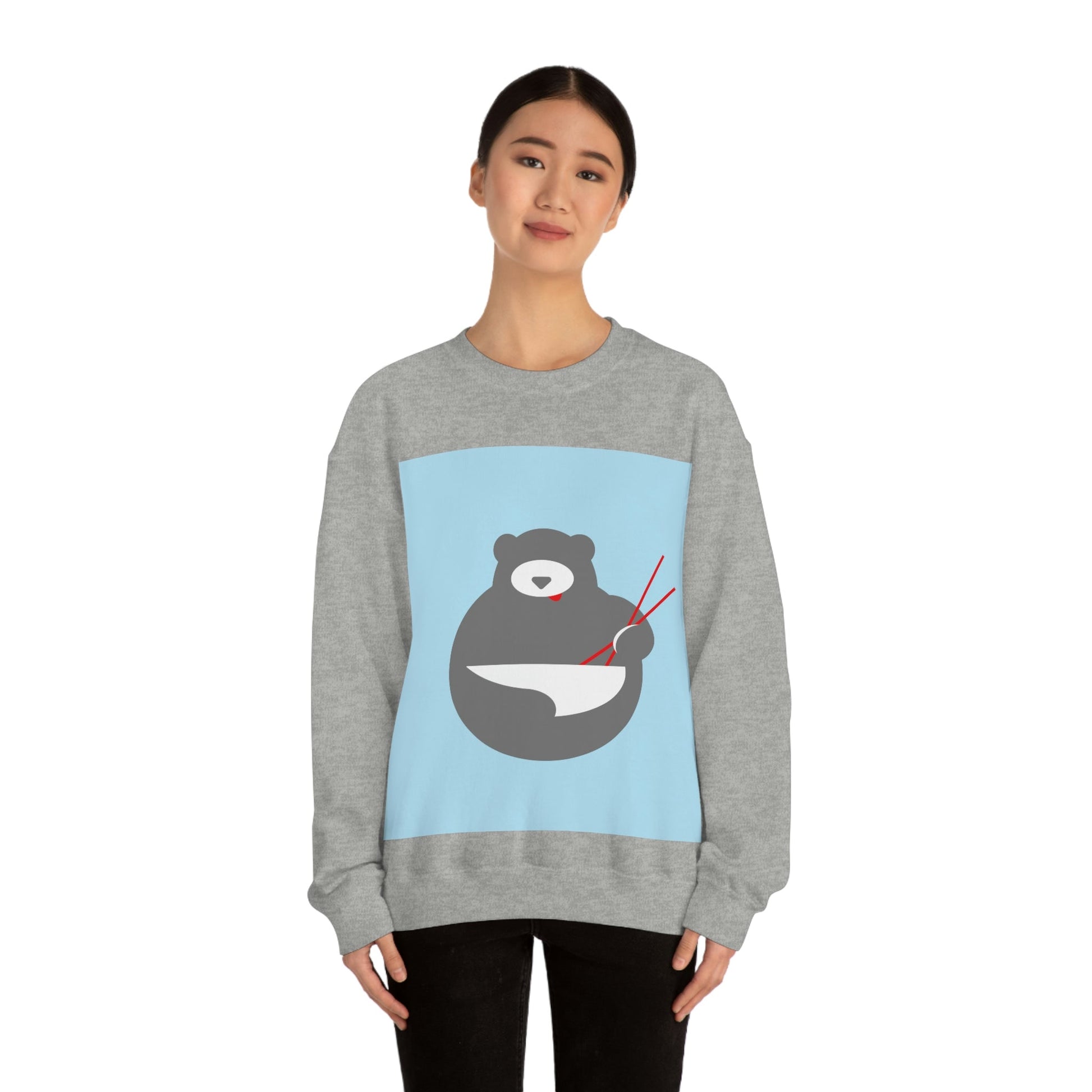 Think Noodles Think Ramen Anime Food Abstract Minimalist Art Unisex Heavy Blend™ Crewneck Sweatshirt Ichaku [Perfect Gifts Selection]