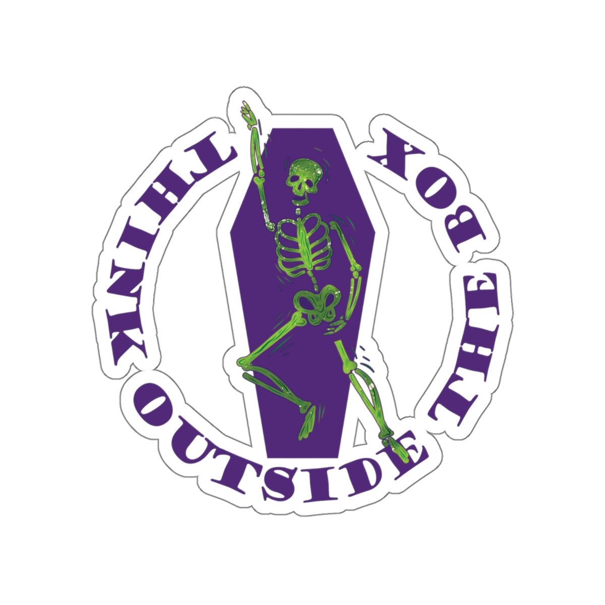 Think Outside the Box Spooky Skeleton Die-Cut Sticker Ichaku [Perfect Gifts Selection]