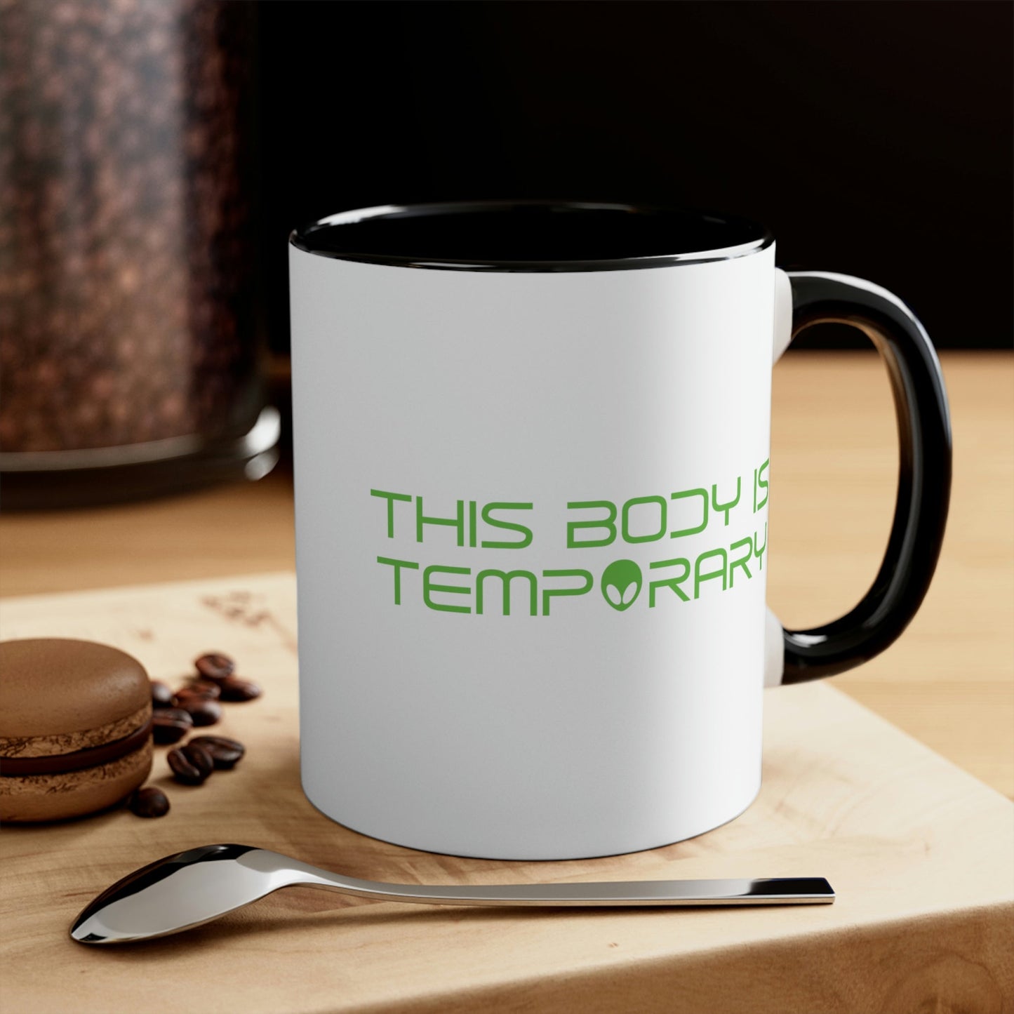 This Body Is Temporary UFO Funny Quotes Humor Classic Accent Coffee Mug 11oz Ichaku [Perfect Gifts Selection]