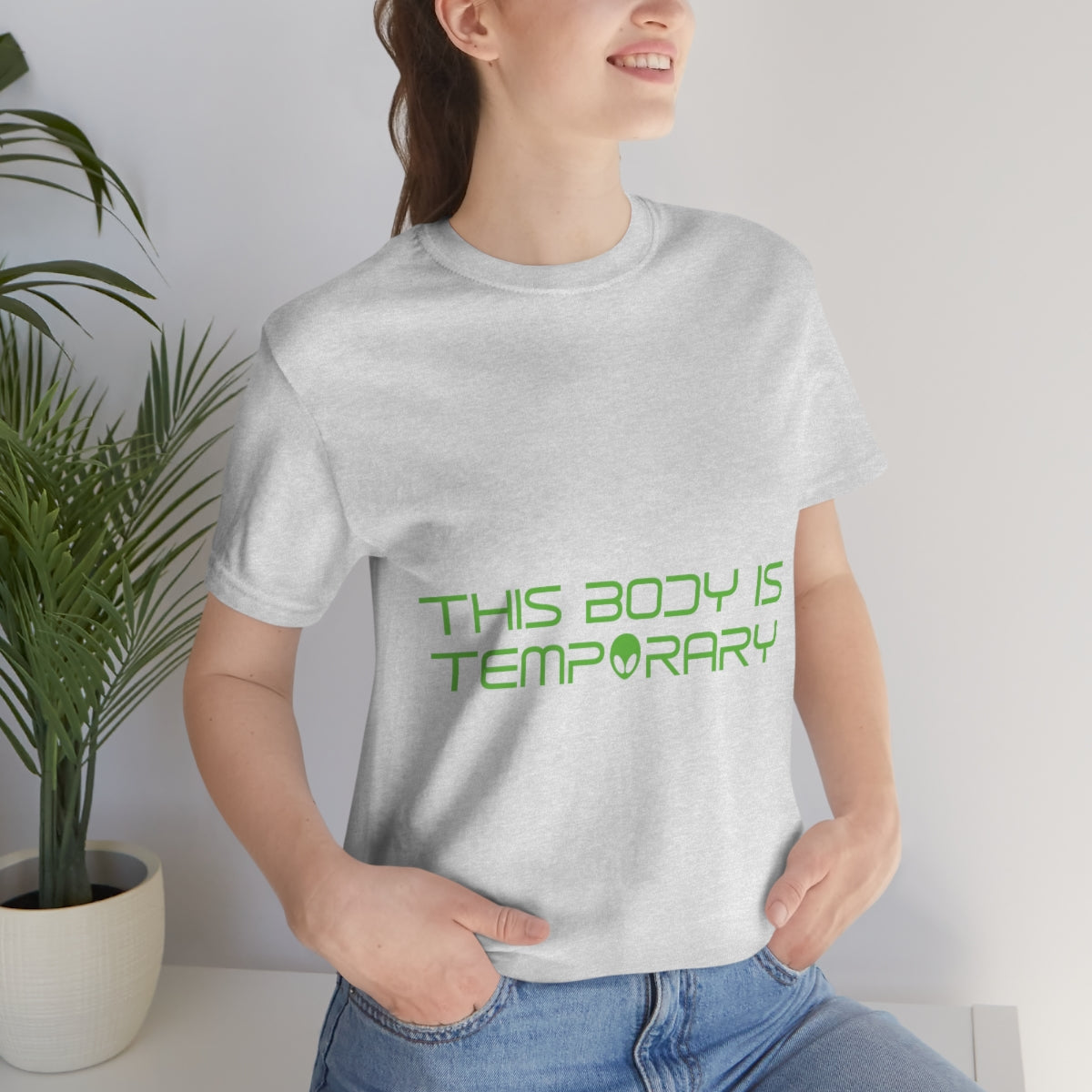 This Body Is Temporary UFO Funny Quotes Humor Unisex Jersey Short Sleeve T-Shirt Ichaku [Perfect Gifts Selection]