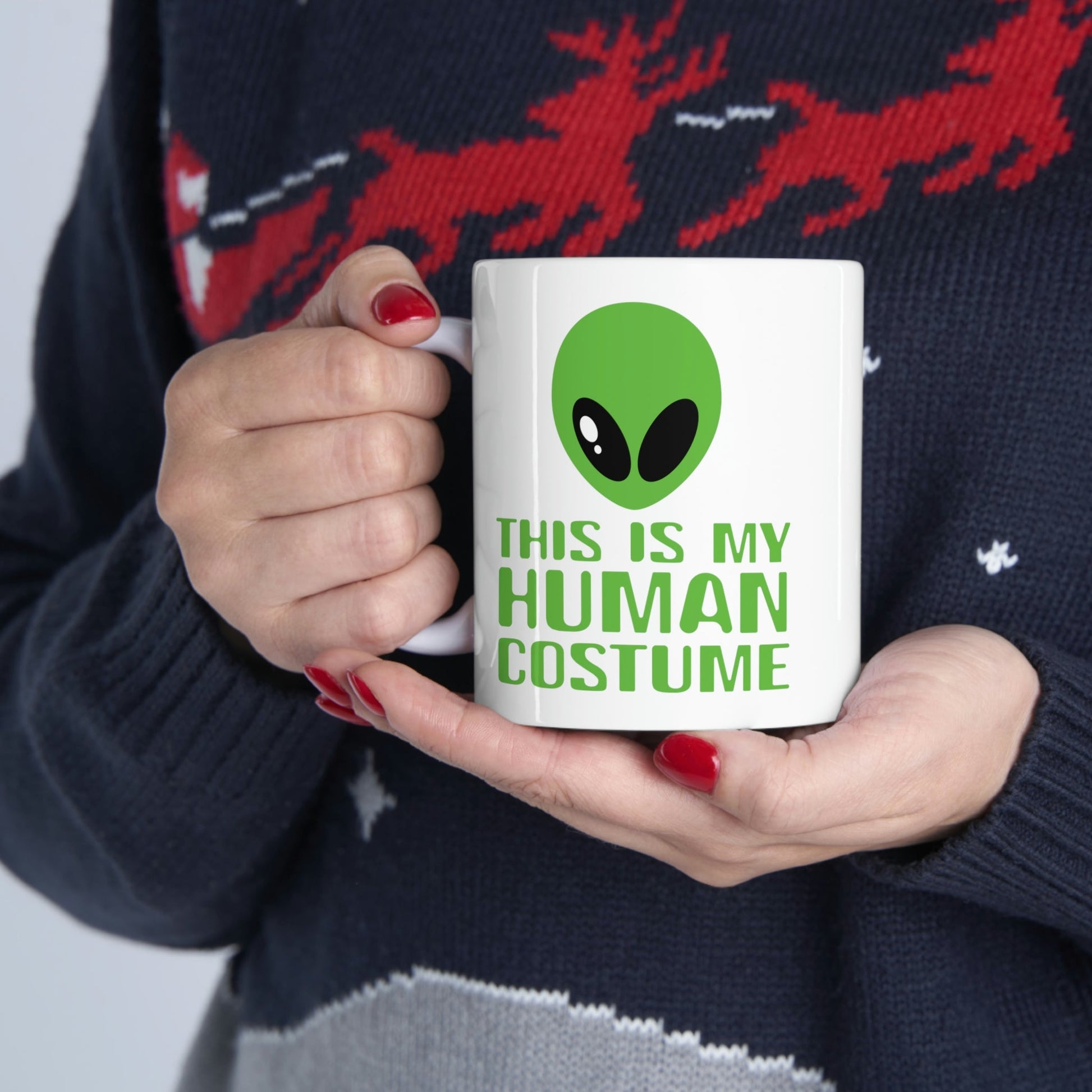 This Is My Human Costume Aliens UFO Funny Quotes Ceramic Mug 11oz Ichaku [Perfect Gifts Selection]