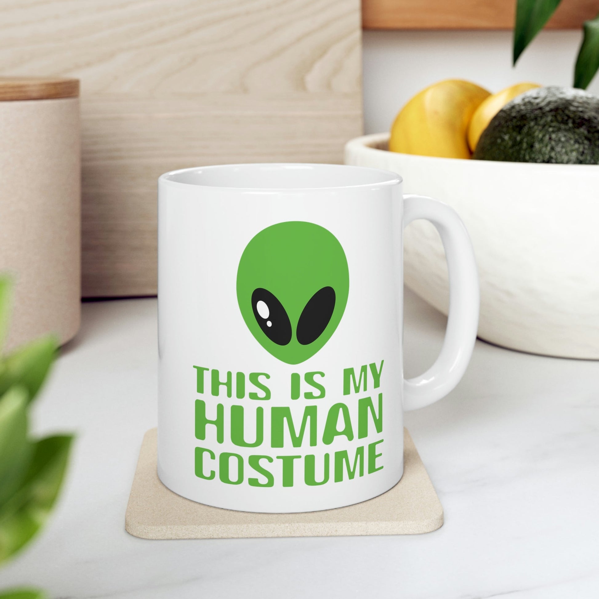 This Is My Human Costume Aliens UFO Funny Quotes Ceramic Mug 11oz Ichaku [Perfect Gifts Selection]