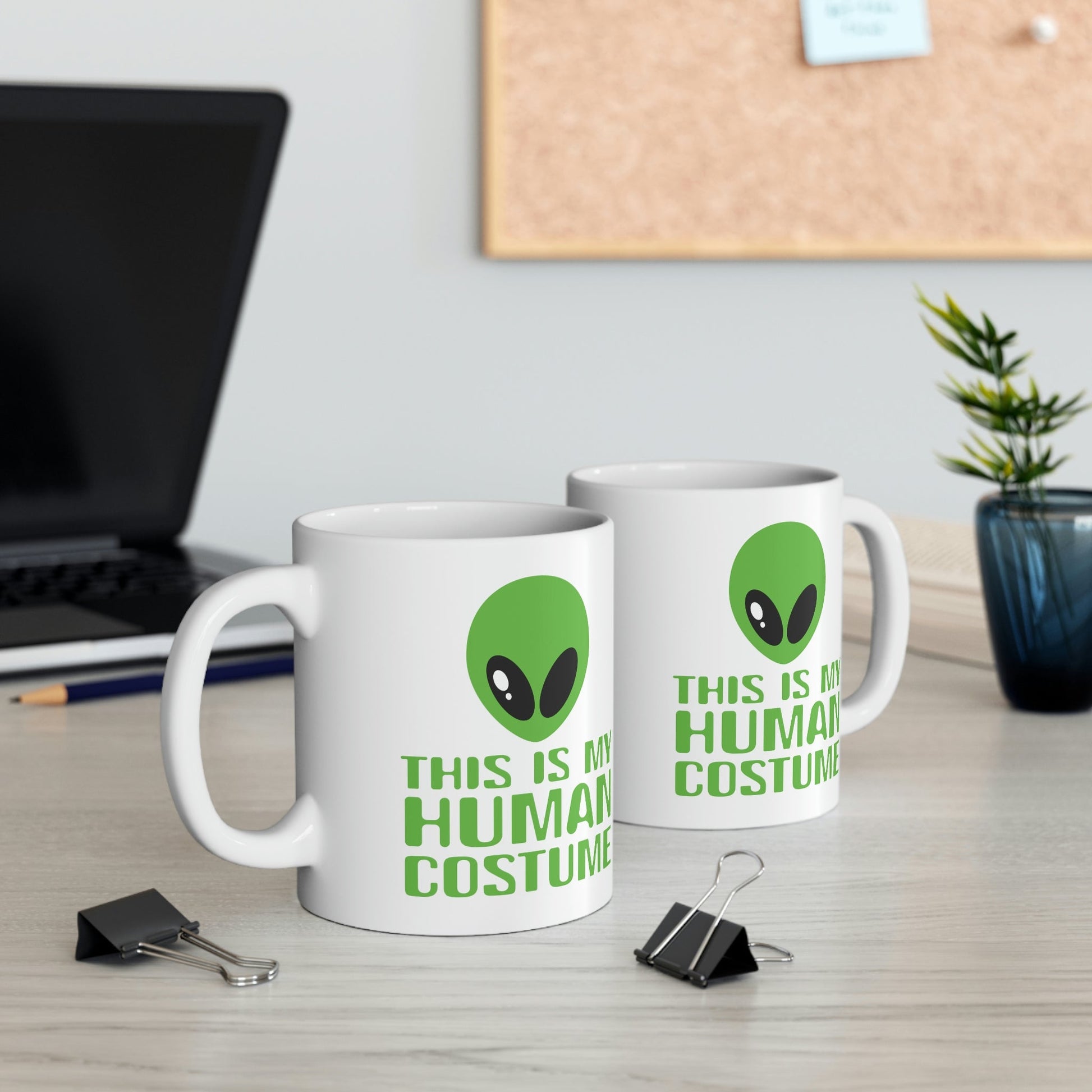 This Is My Human Costume Aliens UFO Funny Quotes Ceramic Mug 11oz Ichaku [Perfect Gifts Selection]