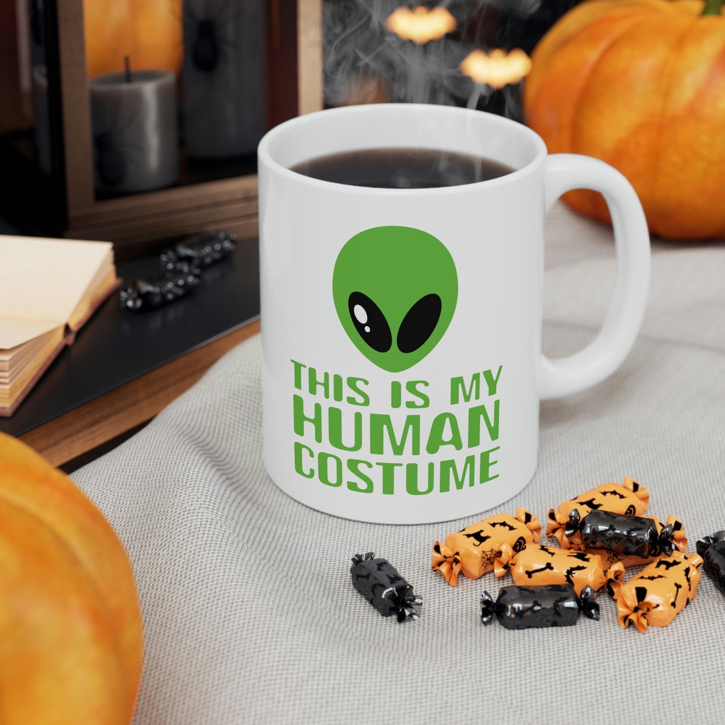 This Is My Human Costume Aliens UFO Funny Quotes Ceramic Mug 11oz Ichaku [Perfect Gifts Selection]