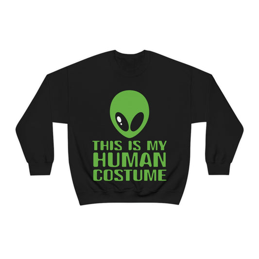 This Is My Human Costume Aliens UFO Funny Quotes Unisex Heavy Blend™ Crewneck Sweatshirt Ichaku [Perfect Gifts Selection]