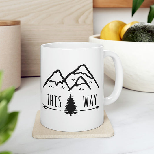 This Way Adventure Begins Vacation Landscape Explore Ceramic Mug 11oz Ichaku [Perfect Gifts Selection]