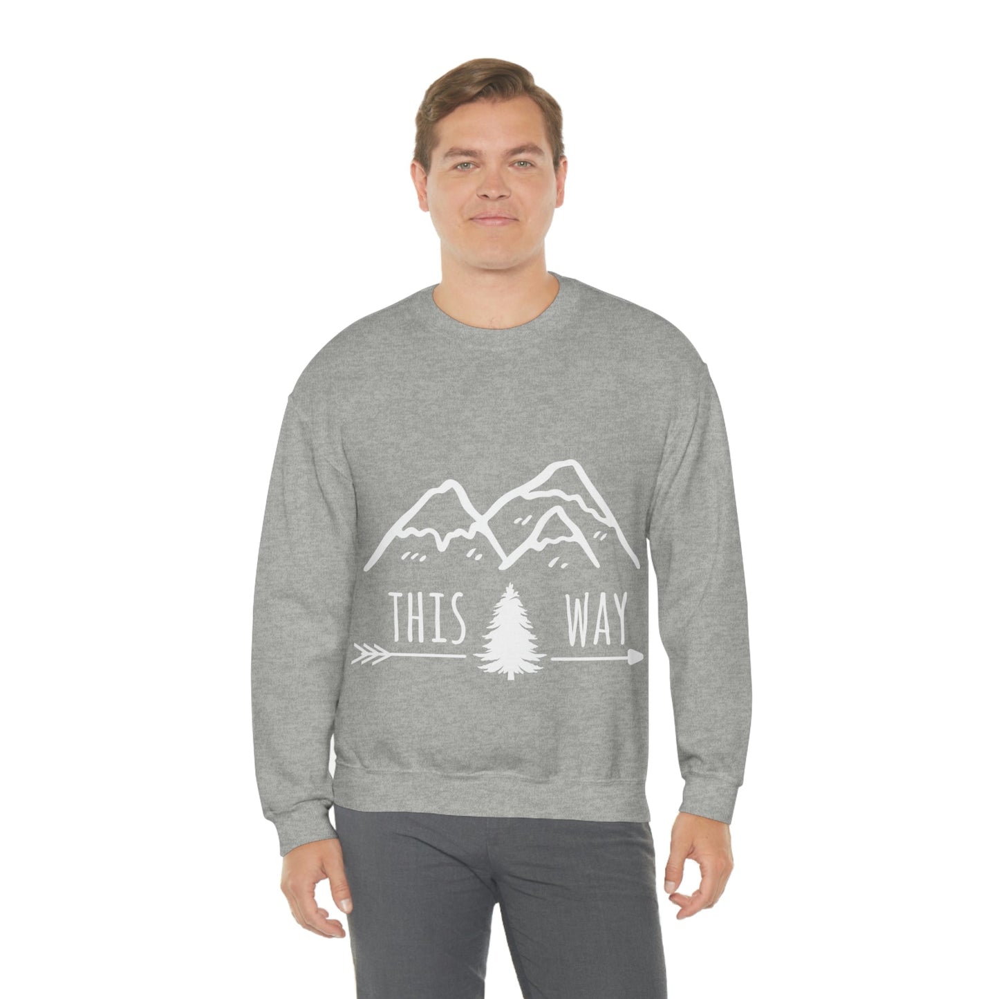 This Way Adventure Begins Vacation Landscape Explore Unisex Heavy Blend™ Crewneck Sweatshirt Ichaku [Perfect Gifts Selection]