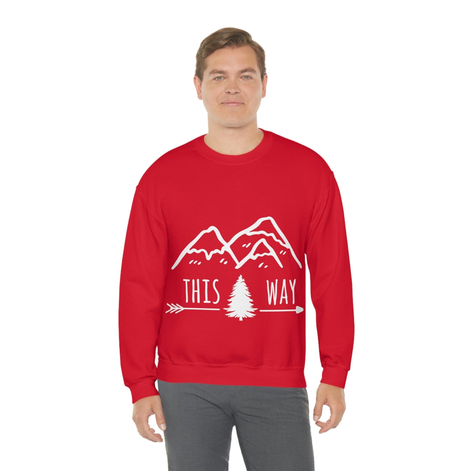 This Way Adventure Begins Vacation Landscape Explore Unisex Heavy Blend™ Crewneck Sweatshirt Ichaku [Perfect Gifts Selection]