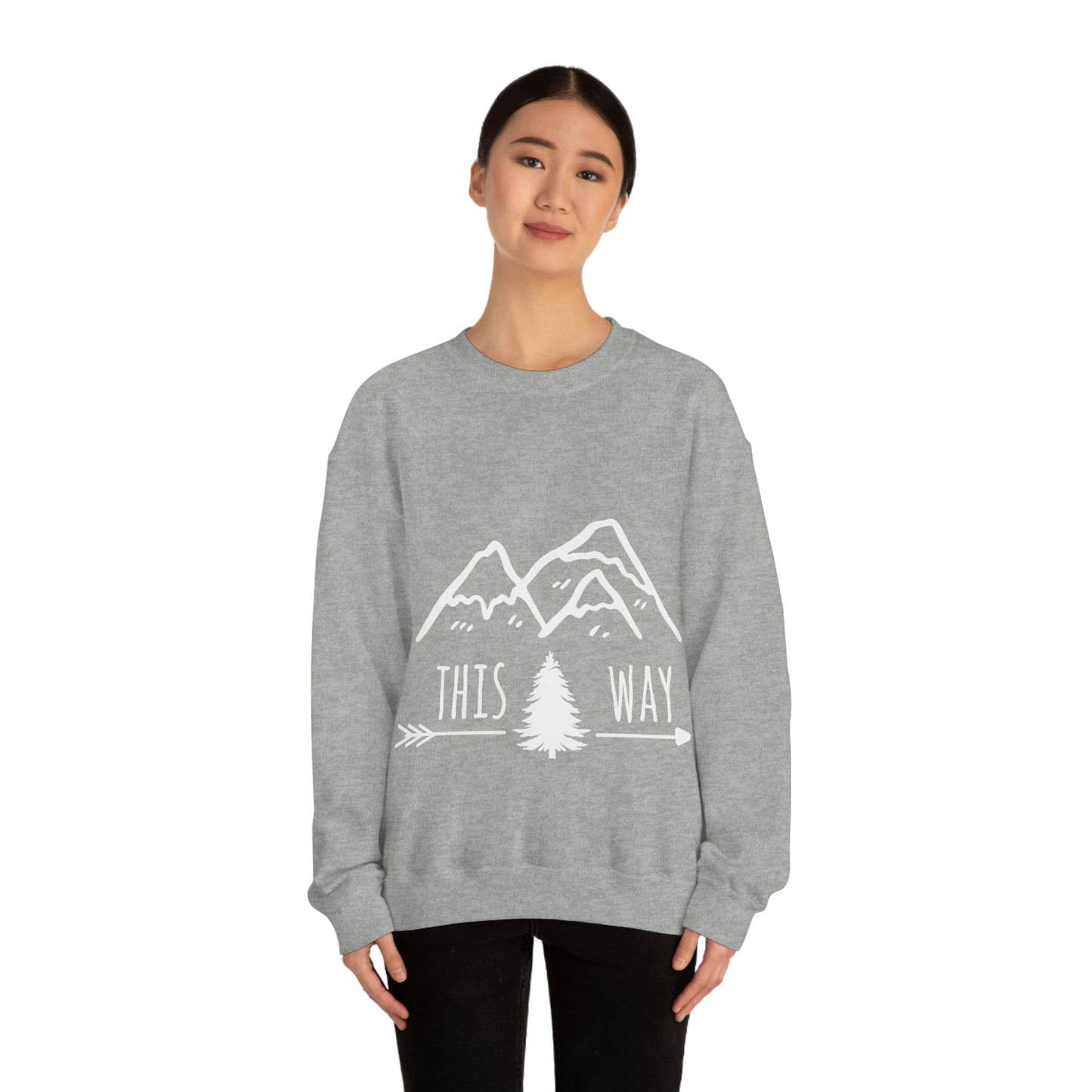 This Way Adventure Begins Vacation Landscape Explore Unisex Heavy Blend™ Crewneck Sweatshirt Ichaku [Perfect Gifts Selection]