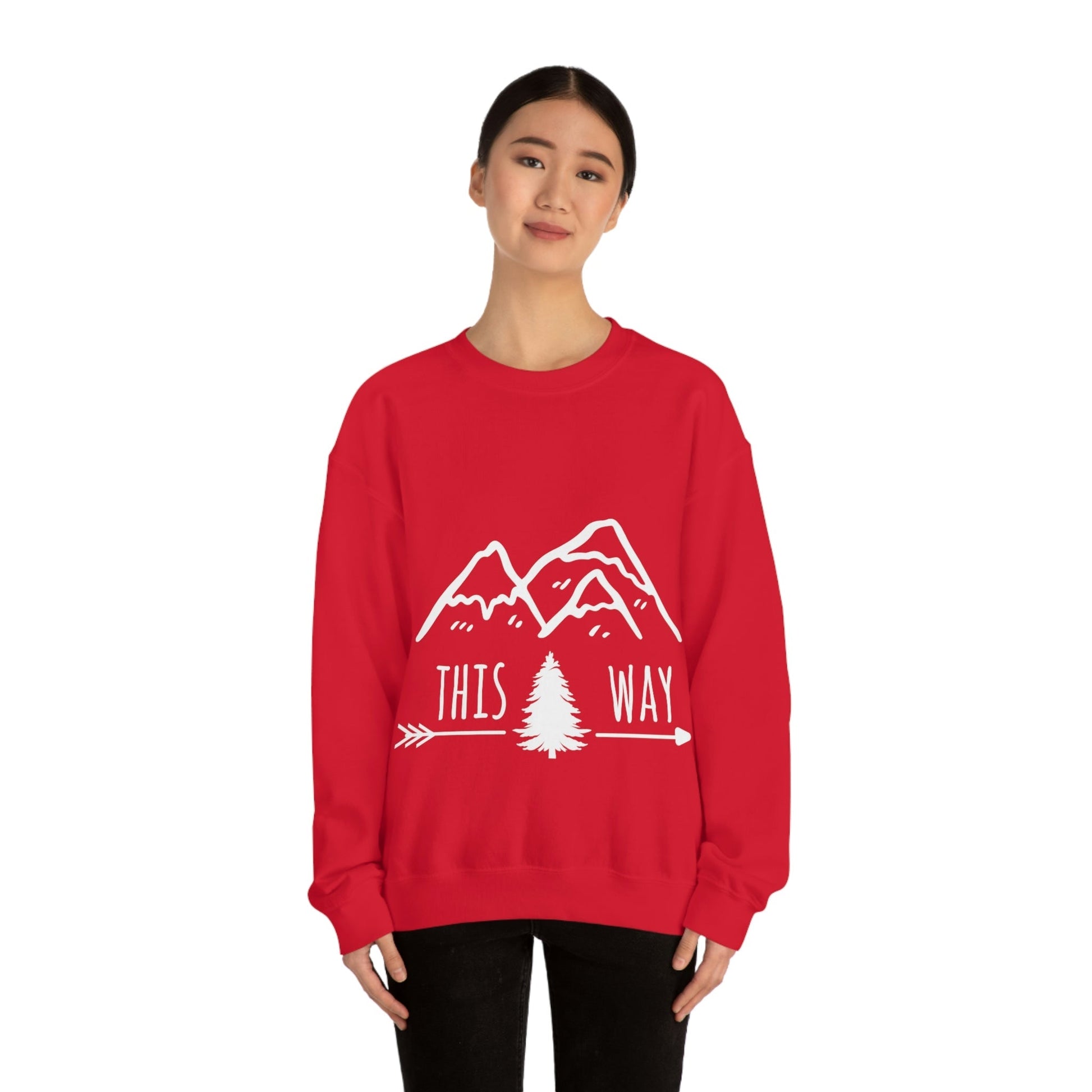 This Way Adventure Begins Vacation Landscape Explore Unisex Heavy Blend™ Crewneck Sweatshirt Ichaku [Perfect Gifts Selection]