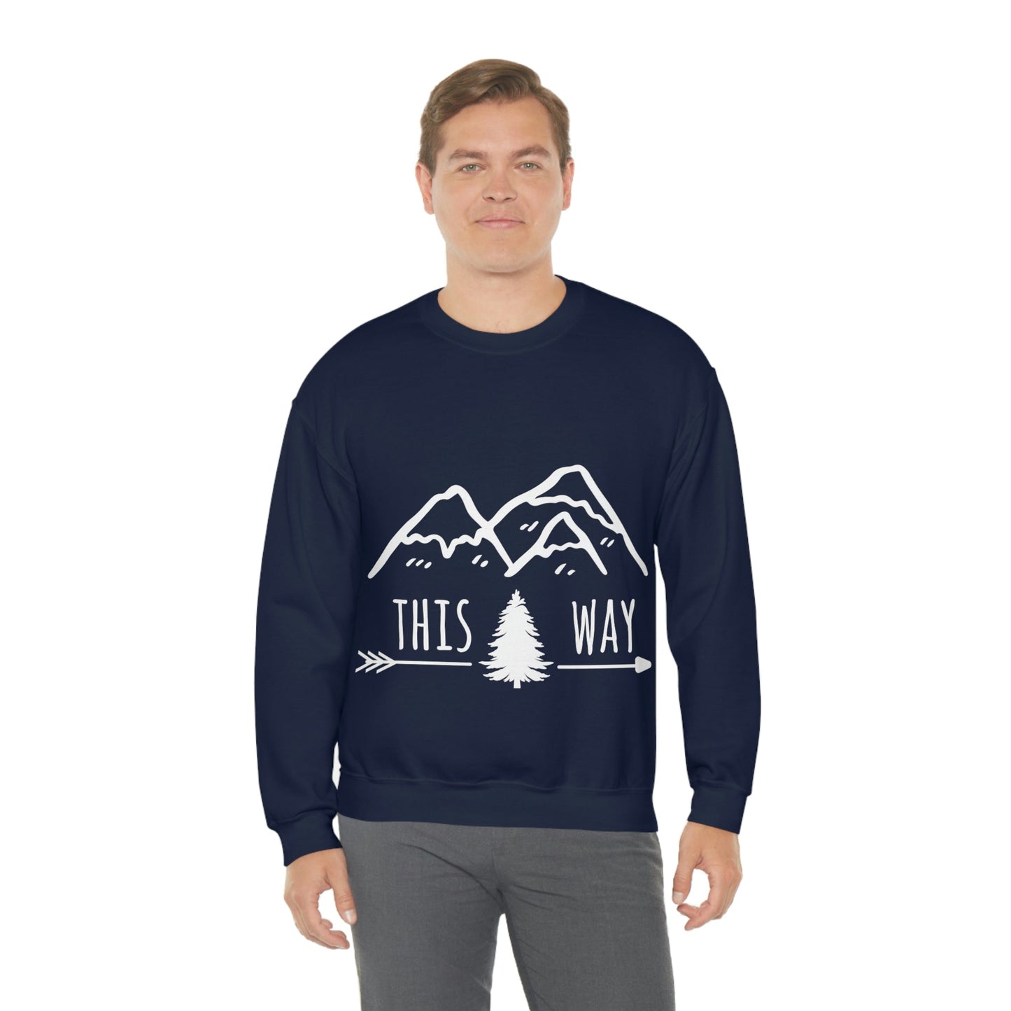 This Way Adventure Begins Vacation Landscape Explore Unisex Heavy Blend™ Crewneck Sweatshirt Ichaku [Perfect Gifts Selection]