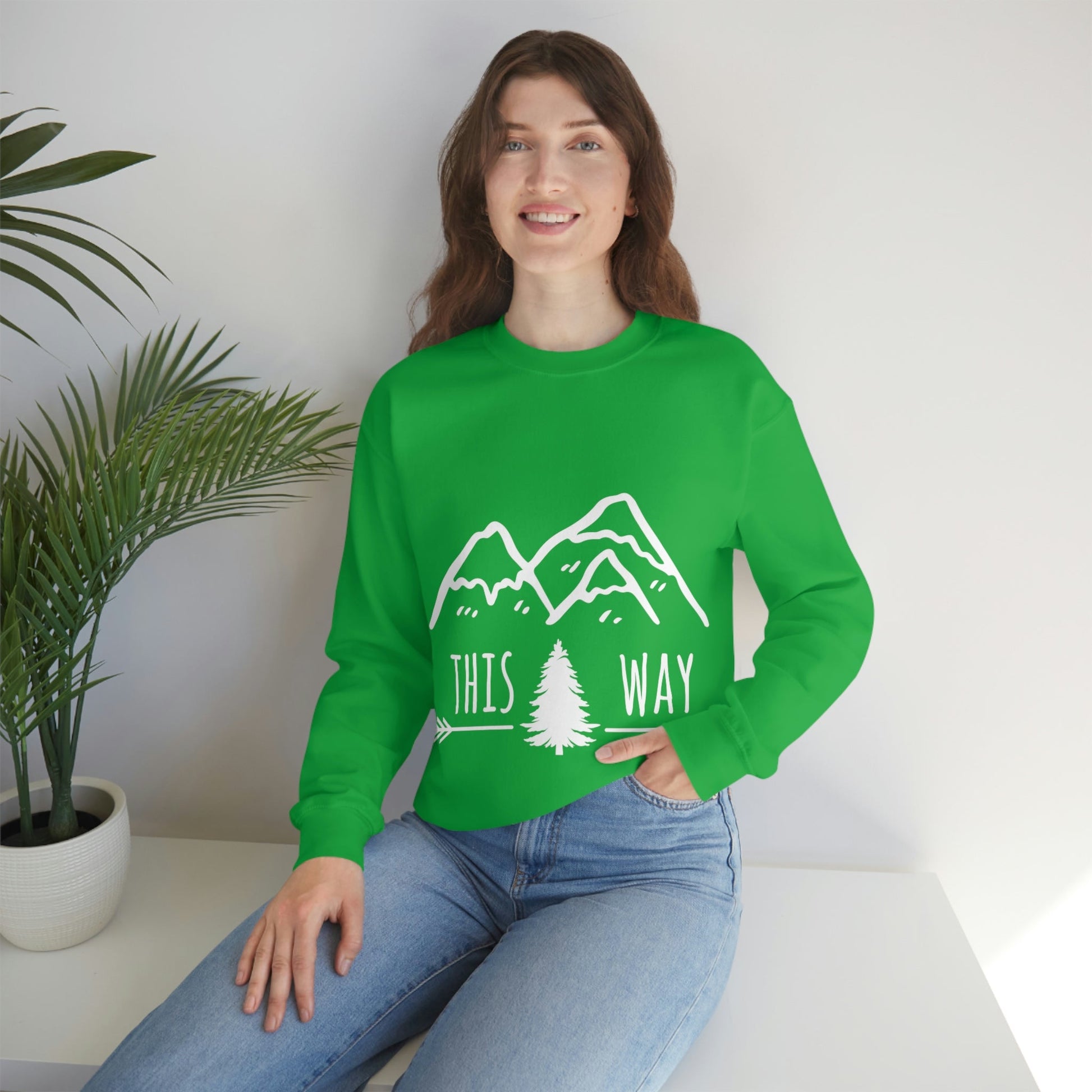 This Way Adventure Begins Vacation Landscape Explore Unisex Heavy Blend™ Crewneck Sweatshirt Ichaku [Perfect Gifts Selection]