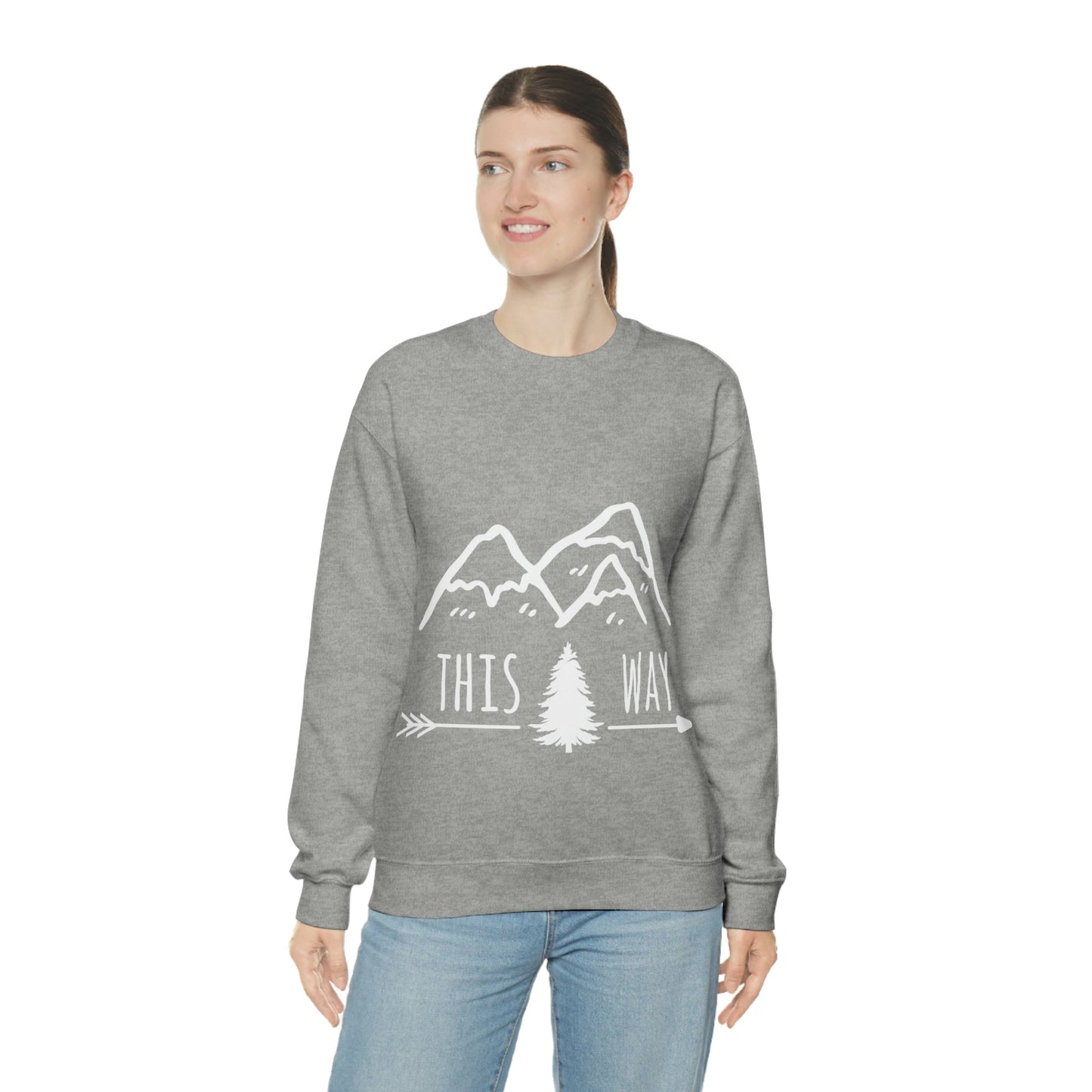 This Way Adventure Begins Vacation Landscape Explore Unisex Heavy Blend™ Crewneck Sweatshirt Ichaku [Perfect Gifts Selection]