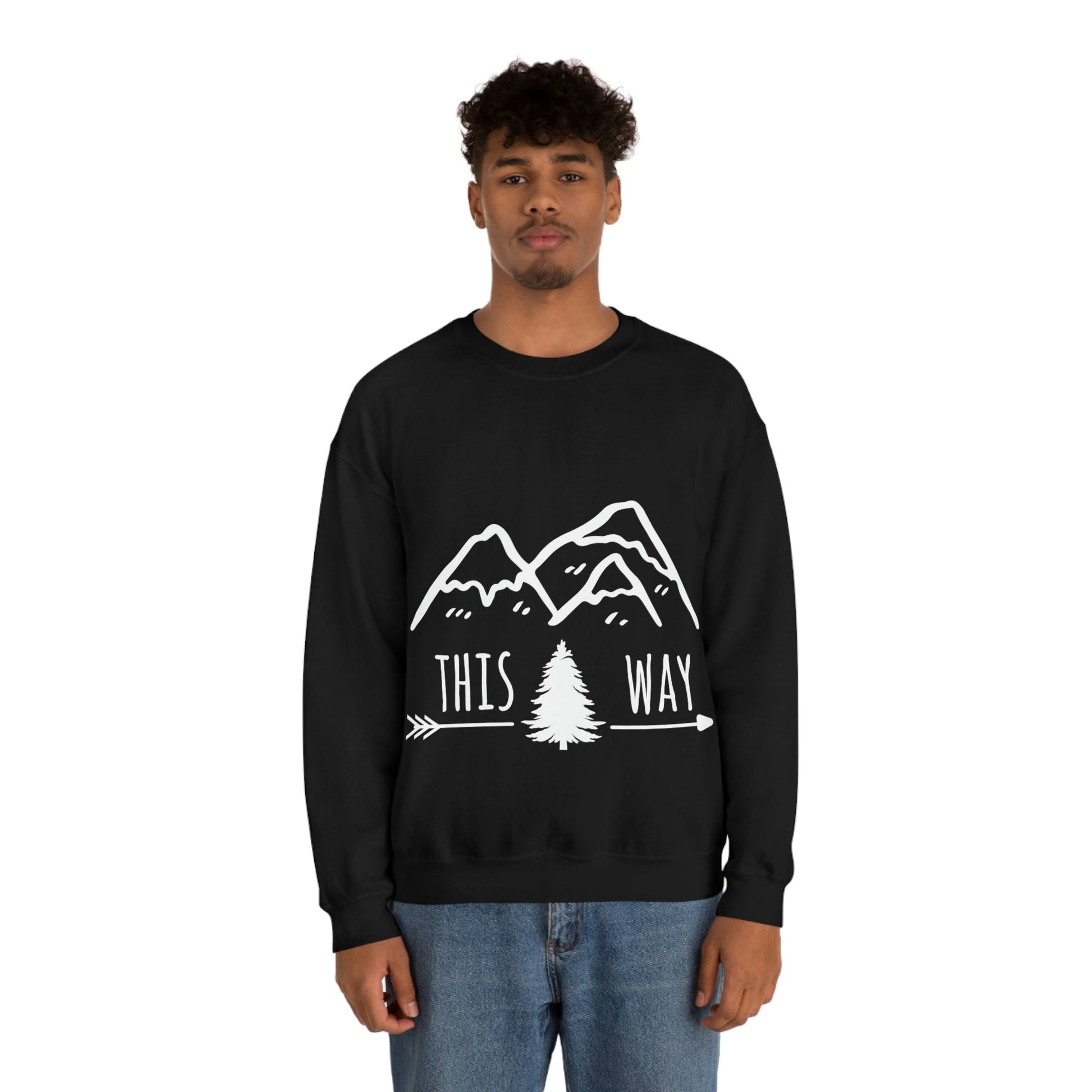 This Way Adventure Begins Vacation Landscape Explore Unisex Heavy Blend™ Crewneck Sweatshirt Ichaku [Perfect Gifts Selection]