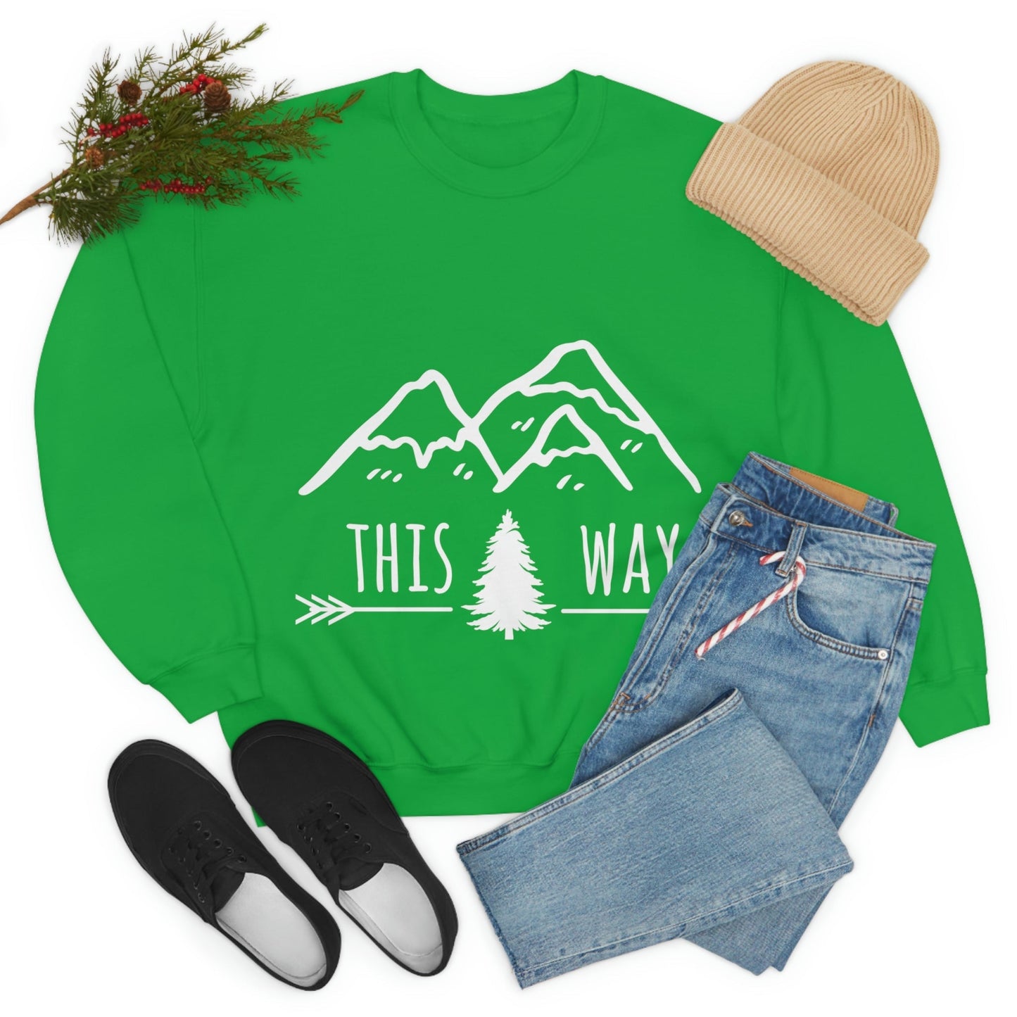 This Way Adventure Begins Vacation Landscape Explore Unisex Heavy Blend™ Crewneck Sweatshirt Ichaku [Perfect Gifts Selection]