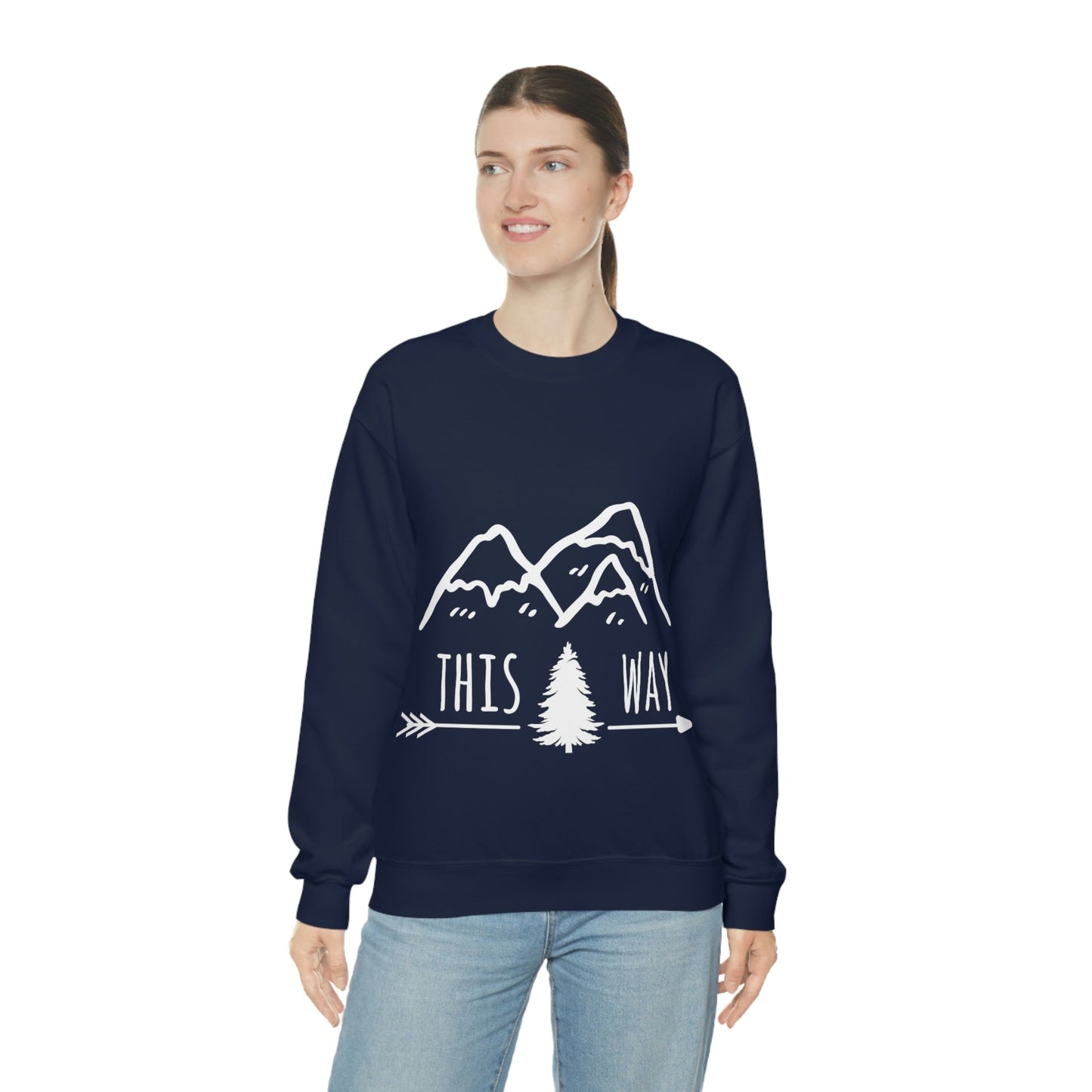 This Way Adventure Begins Vacation Landscape Explore Unisex Heavy Blend™ Crewneck Sweatshirt Ichaku [Perfect Gifts Selection]