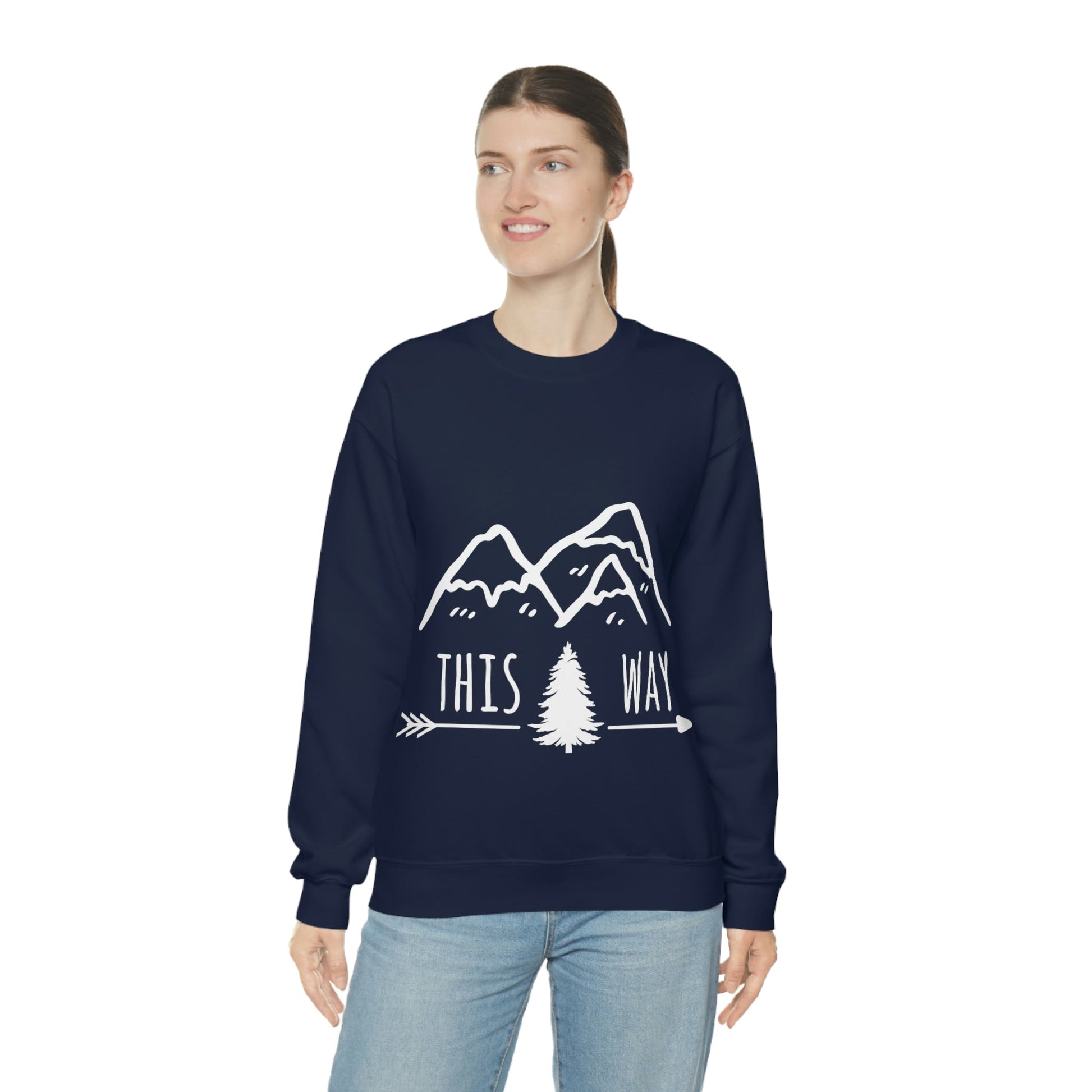 This Way Adventure Begins Vacation Landscape Explore Unisex Heavy Blend™ Crewneck Sweatshirt Ichaku [Perfect Gifts Selection]