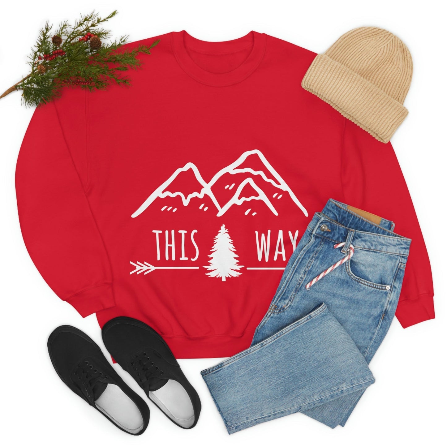 This Way Adventure Begins Vacation Landscape Explore Unisex Heavy Blend™ Crewneck Sweatshirt Ichaku [Perfect Gifts Selection]