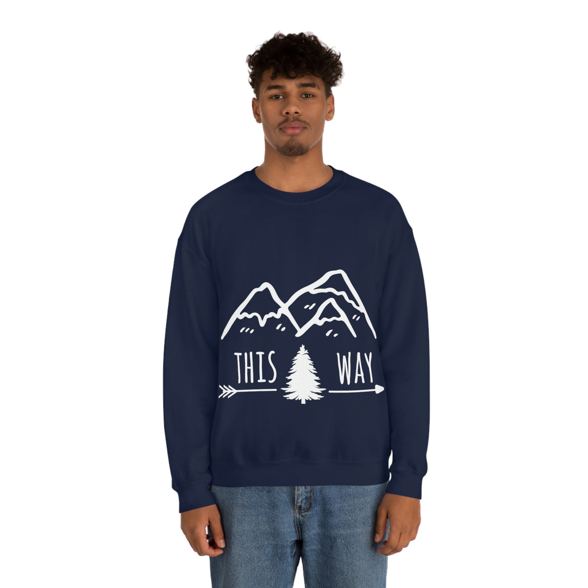 This Way Adventure Begins Vacation Landscape Explore Unisex Heavy Blend™ Crewneck Sweatshirt Ichaku [Perfect Gifts Selection]