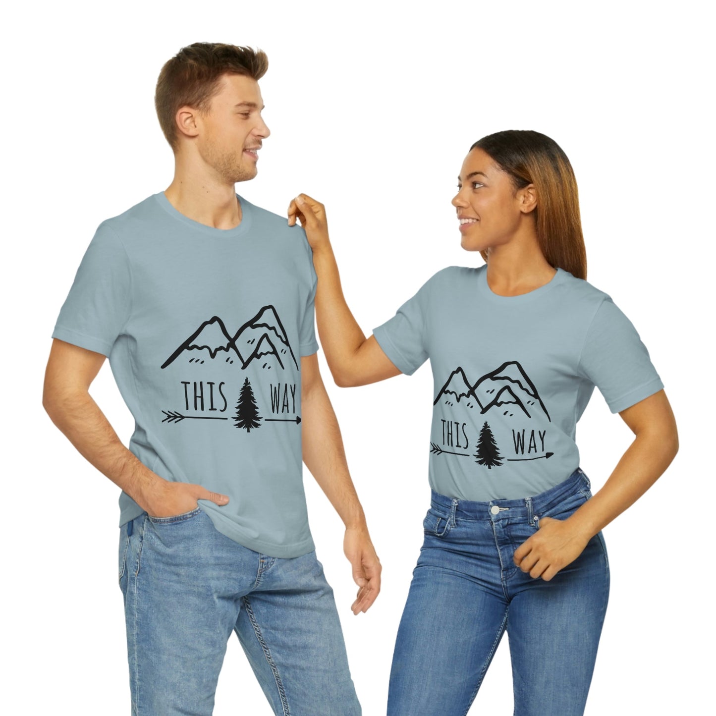 This Way Adventure Begins Vacation Landscape Explore Unisex Jersey Short Sleeve T-Shirt Ichaku [Perfect Gifts Selection]