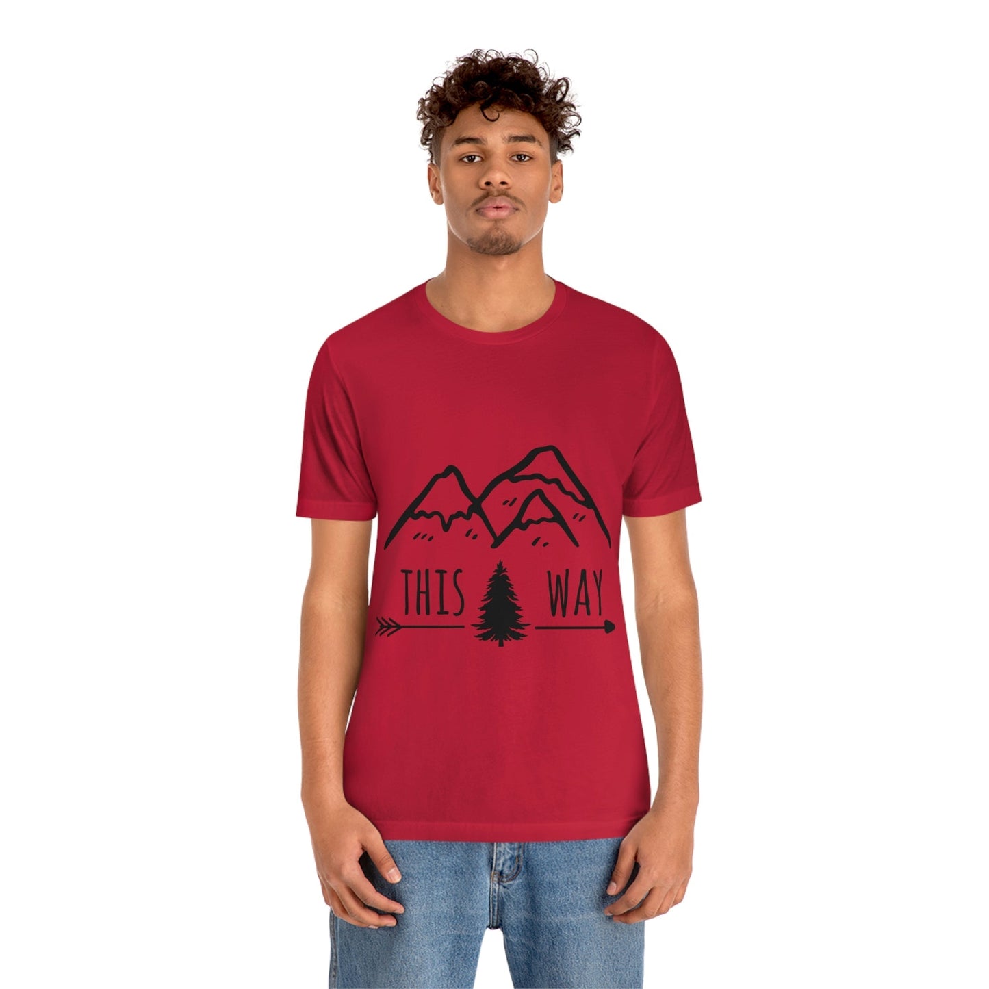 This Way Adventure Begins Vacation Landscape Explore Unisex Jersey Short Sleeve T-Shirt Ichaku [Perfect Gifts Selection]