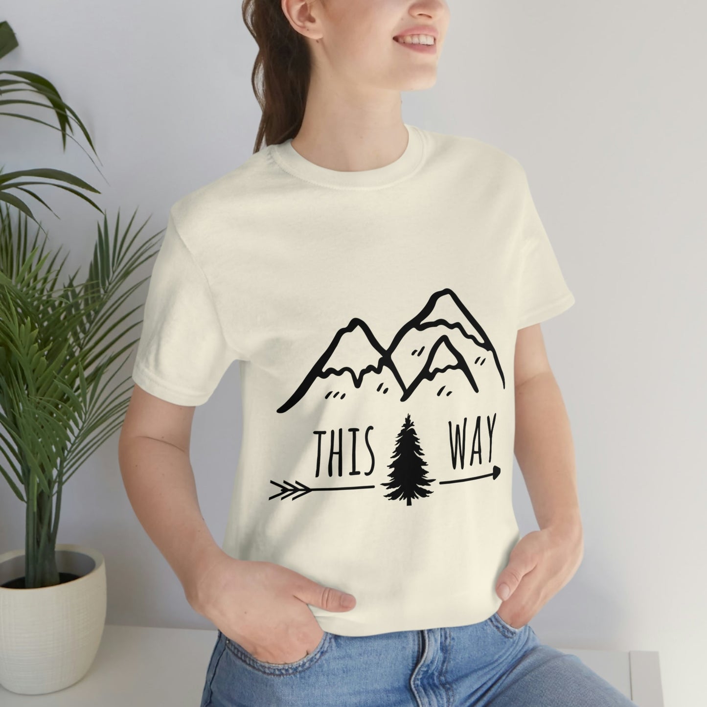 This Way Adventure Begins Vacation Landscape Explore Unisex Jersey Short Sleeve T-Shirt Ichaku [Perfect Gifts Selection]