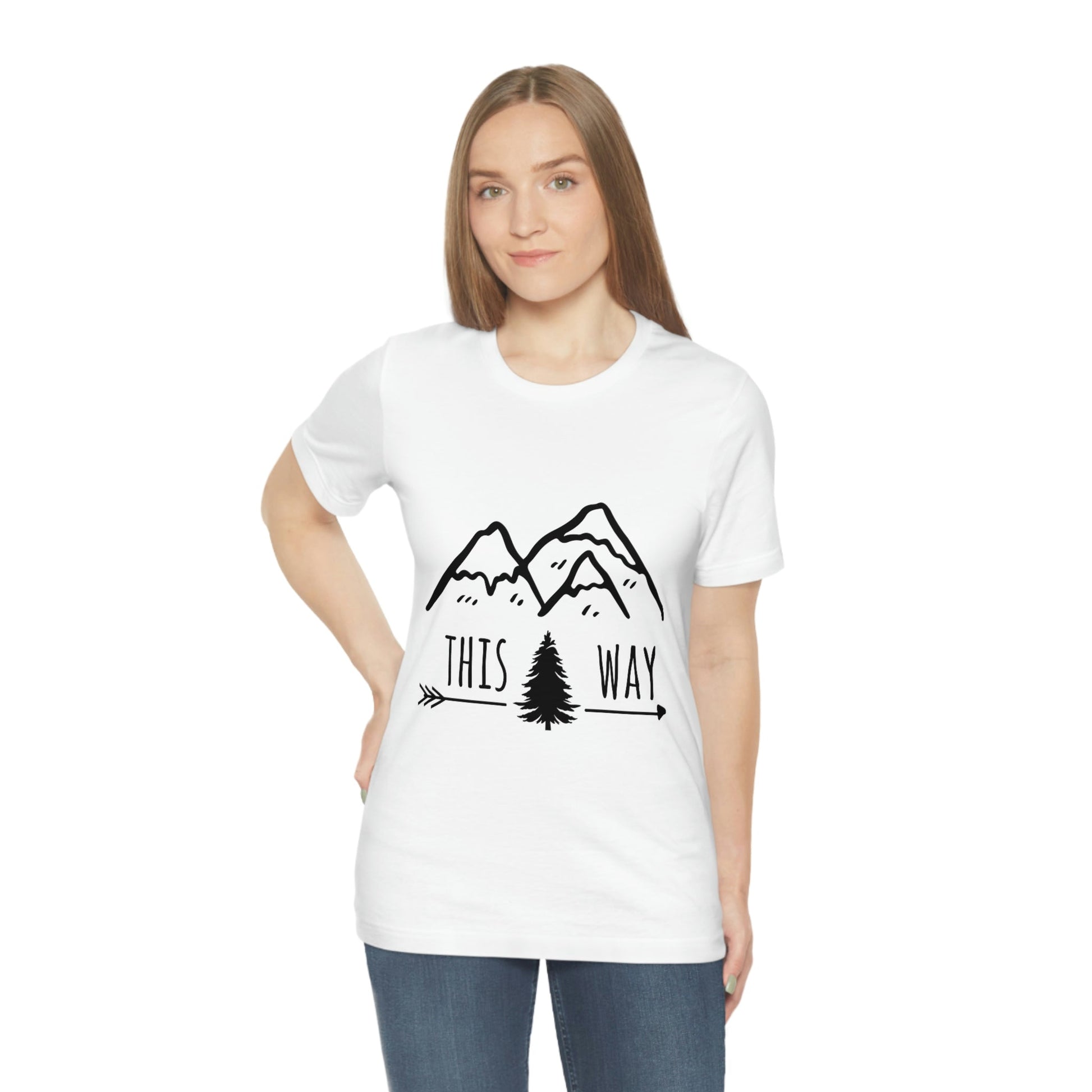 This Way Adventure Begins Vacation Landscape Explore Unisex Jersey Short Sleeve T-Shirt Ichaku [Perfect Gifts Selection]