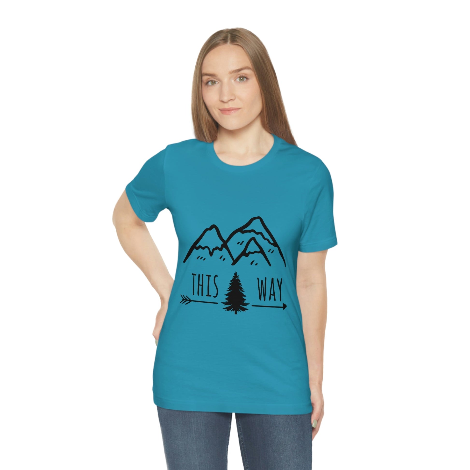 This Way Adventure Begins Vacation Landscape Explore Unisex Jersey Short Sleeve T-Shirt Ichaku [Perfect Gifts Selection]