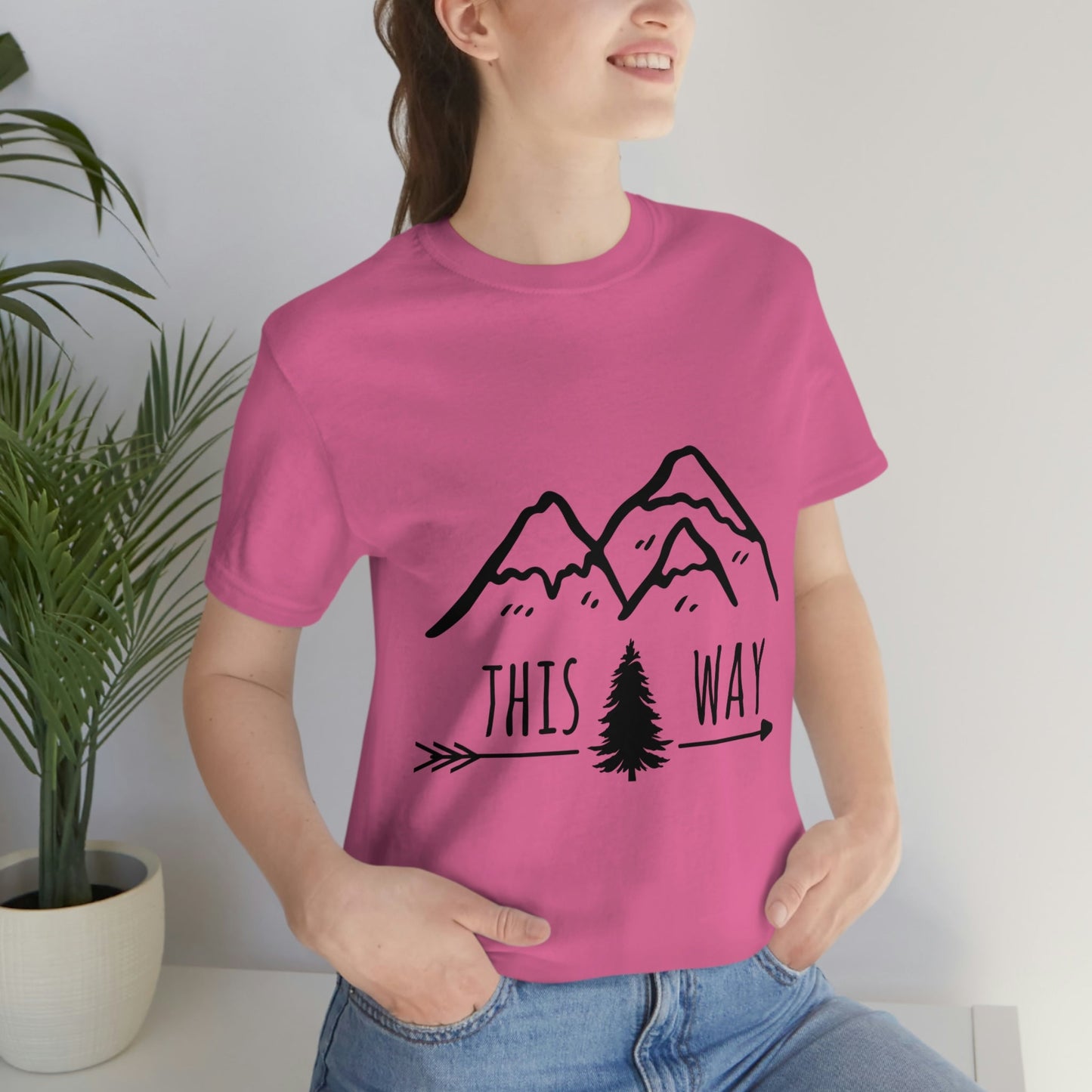 This Way Adventure Begins Vacation Landscape Explore Unisex Jersey Short Sleeve T-Shirt Ichaku [Perfect Gifts Selection]