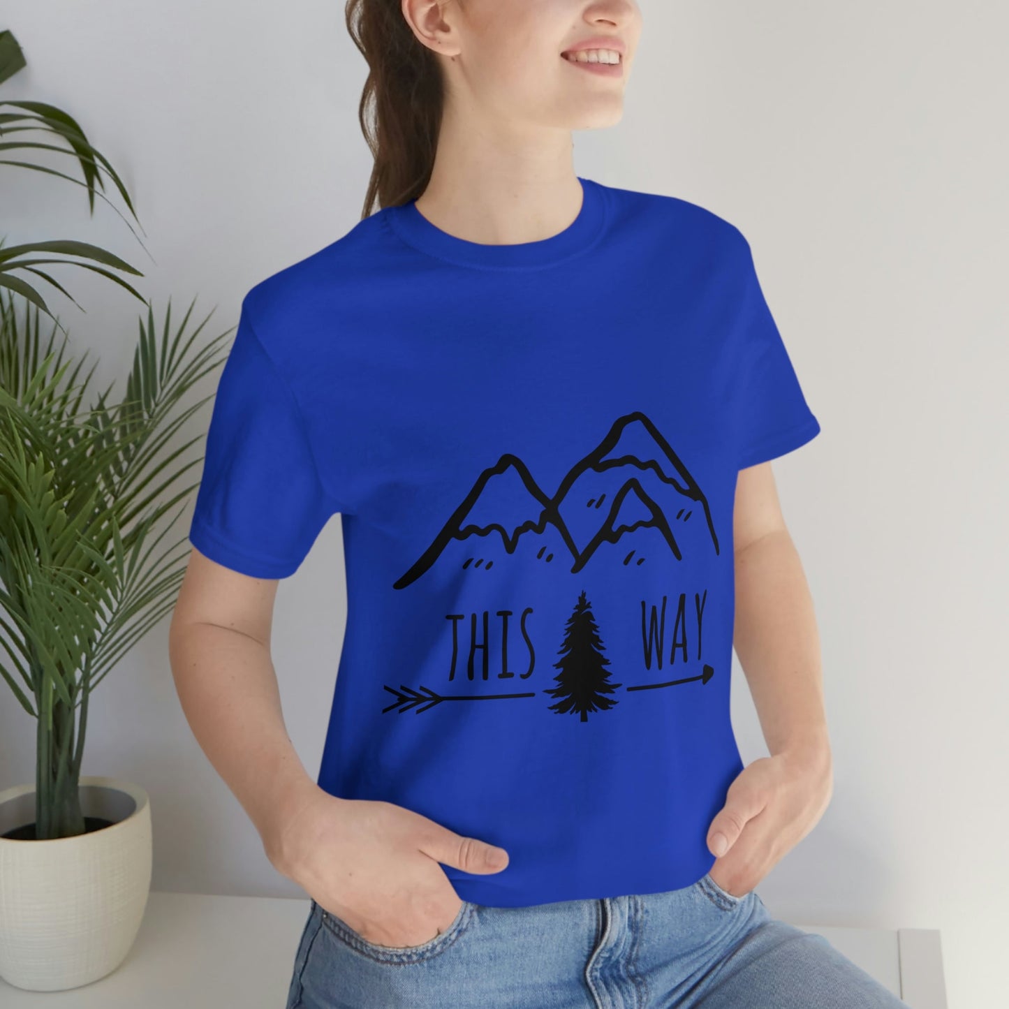 This Way Adventure Begins Vacation Landscape Explore Unisex Jersey Short Sleeve T-Shirt Ichaku [Perfect Gifts Selection]