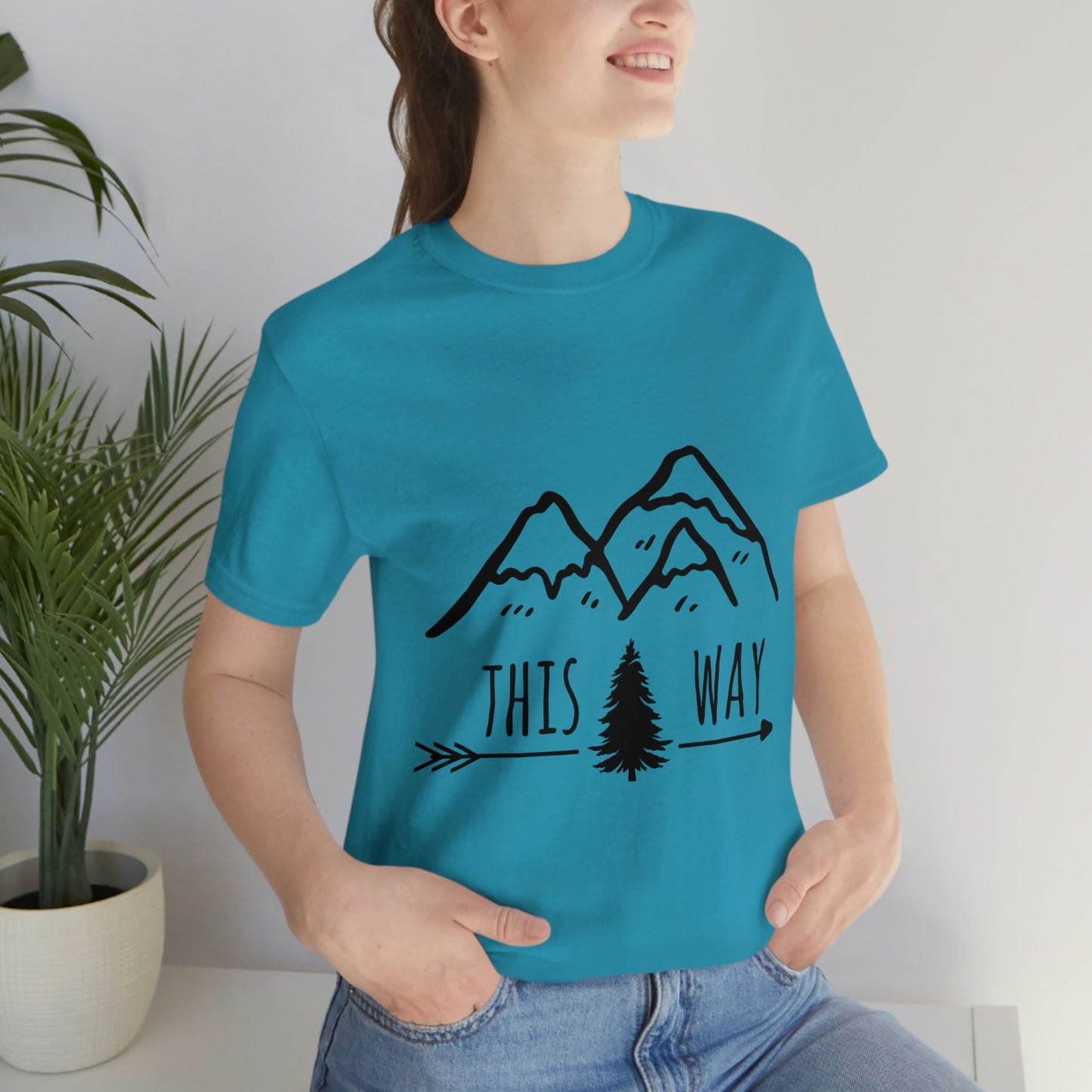 This Way Adventure Begins Vacation Landscape Explore Unisex Jersey Short Sleeve T-Shirt Ichaku [Perfect Gifts Selection]