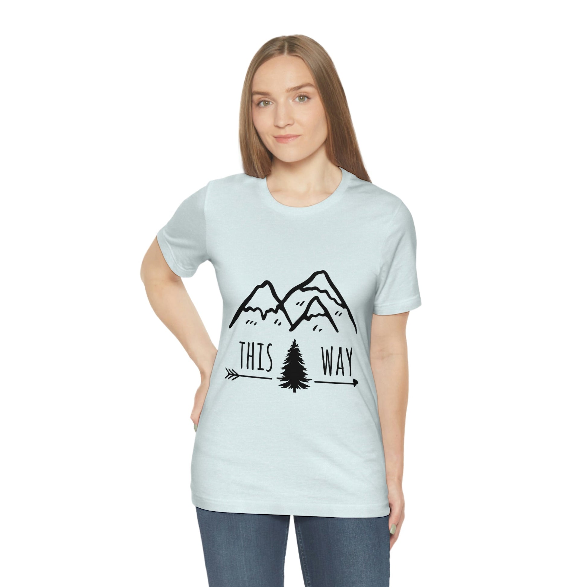 This Way Adventure Begins Vacation Landscape Explore Unisex Jersey Short Sleeve T-Shirt Ichaku [Perfect Gifts Selection]