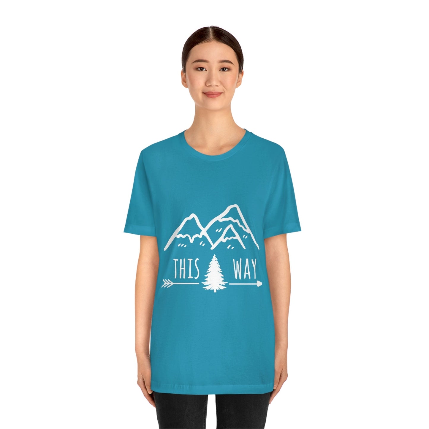 This Way Adventure Begins Vacation Landscape Explore Unisex Jersey Short Sleeve T-Shirt Ichaku [Perfect Gifts Selection]