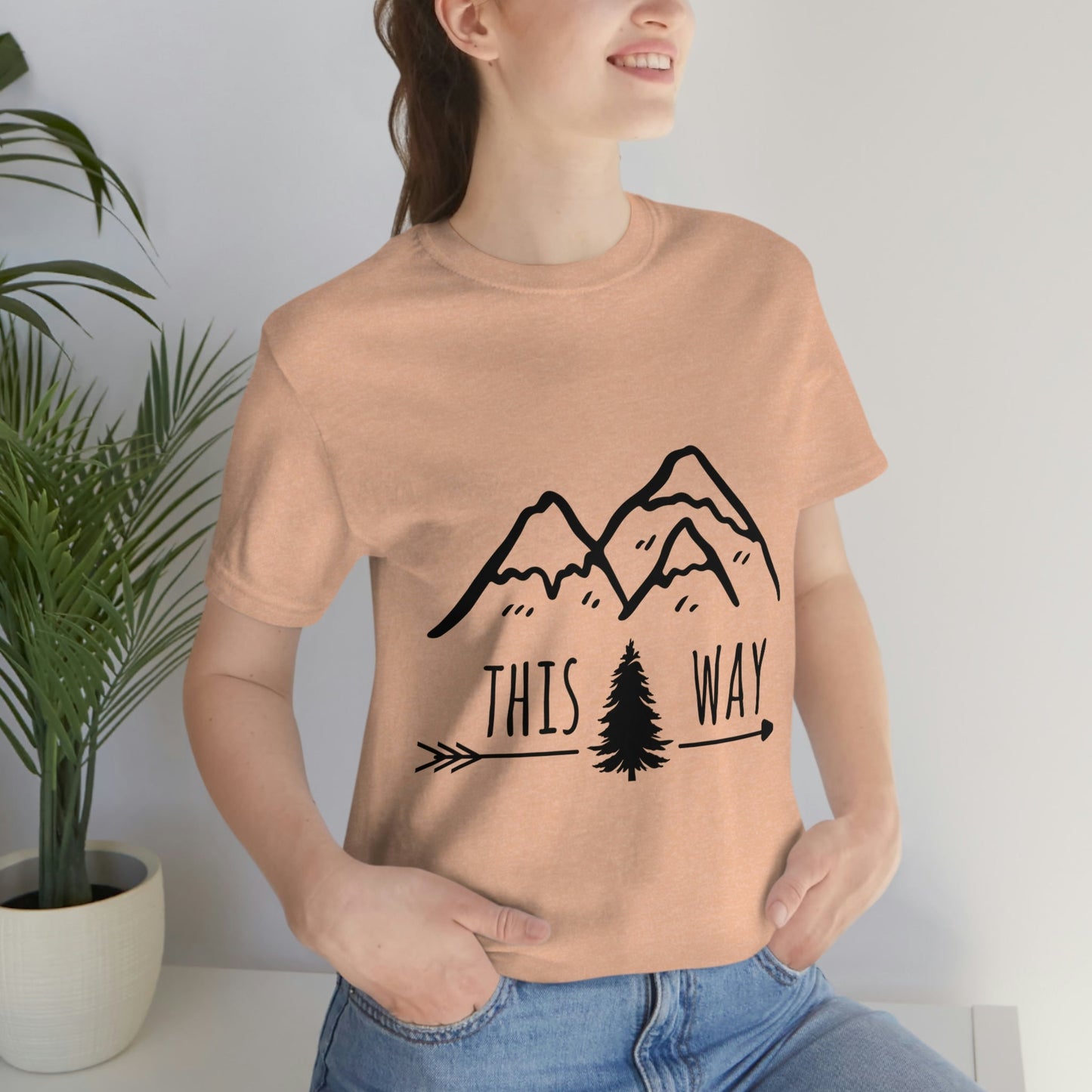 This Way Adventure Begins Vacation Landscape Explore Unisex Jersey Short Sleeve T-Shirt Ichaku [Perfect Gifts Selection]