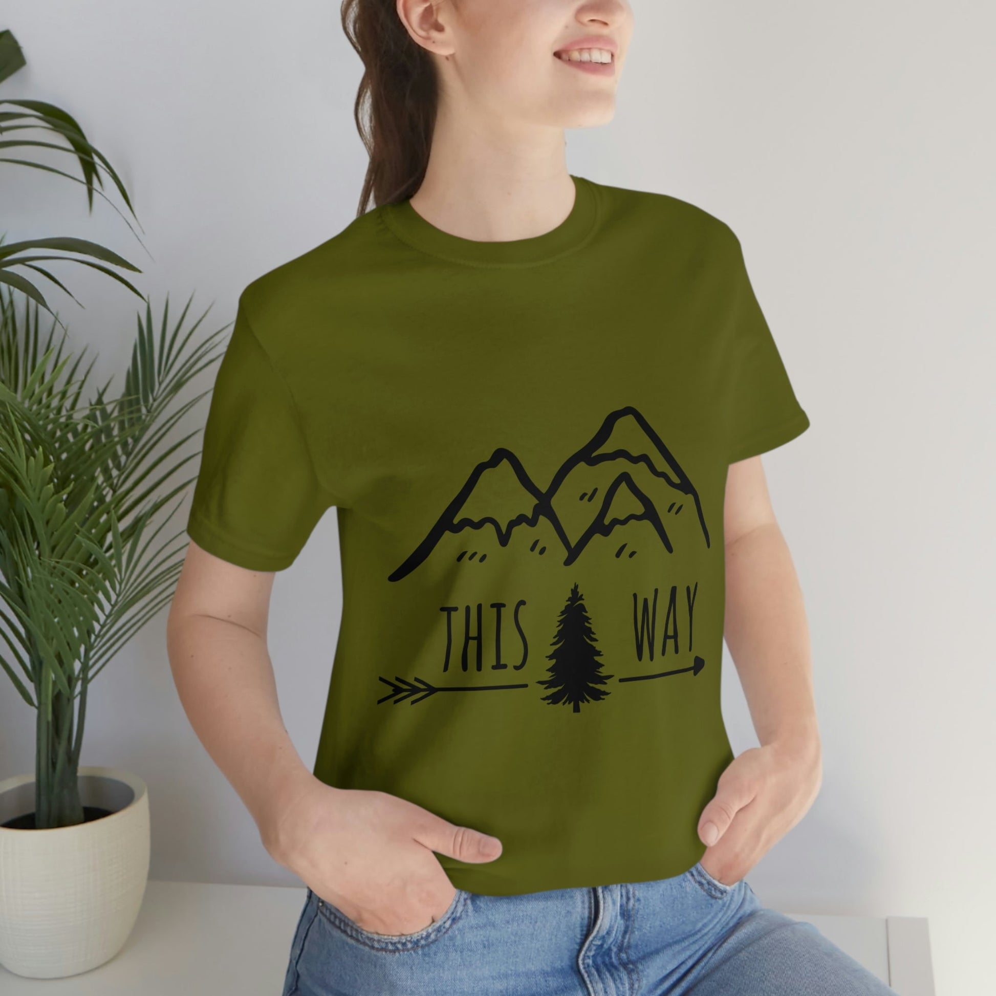 This Way Adventure Begins Vacation Landscape Explore Unisex Jersey Short Sleeve T-Shirt Ichaku [Perfect Gifts Selection]