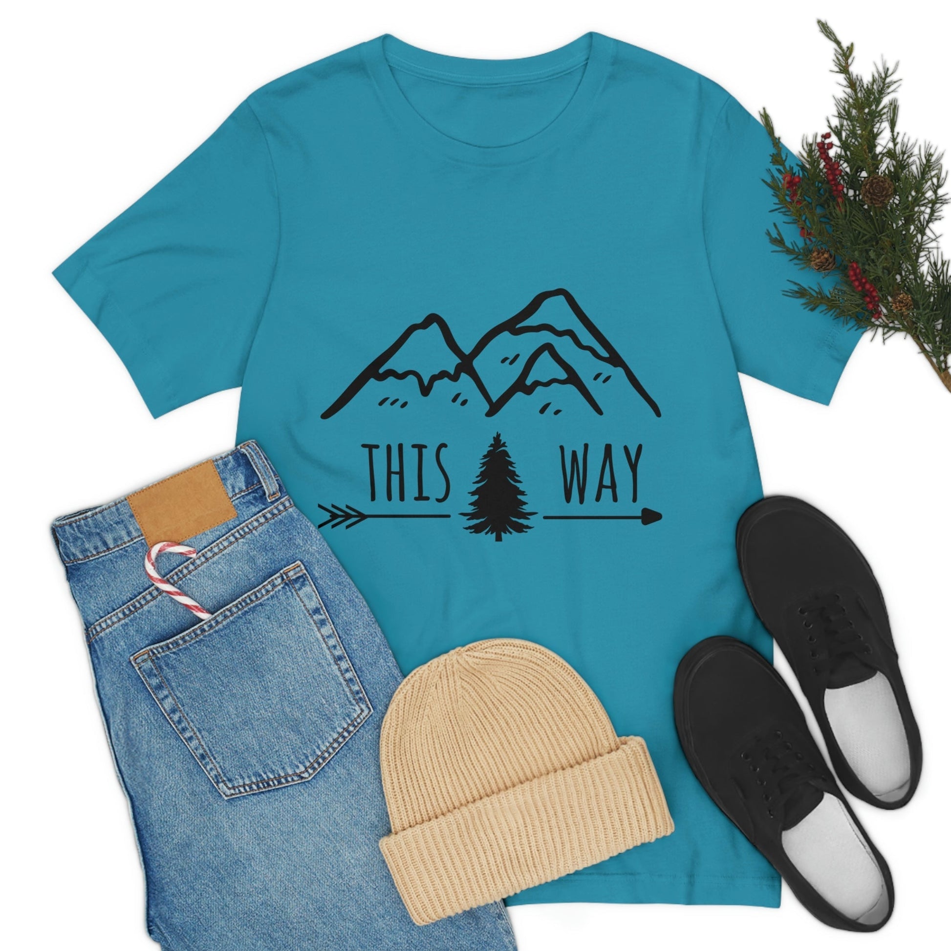 This Way Adventure Begins Vacation Landscape Explore Unisex Jersey Short Sleeve T-Shirt Ichaku [Perfect Gifts Selection]