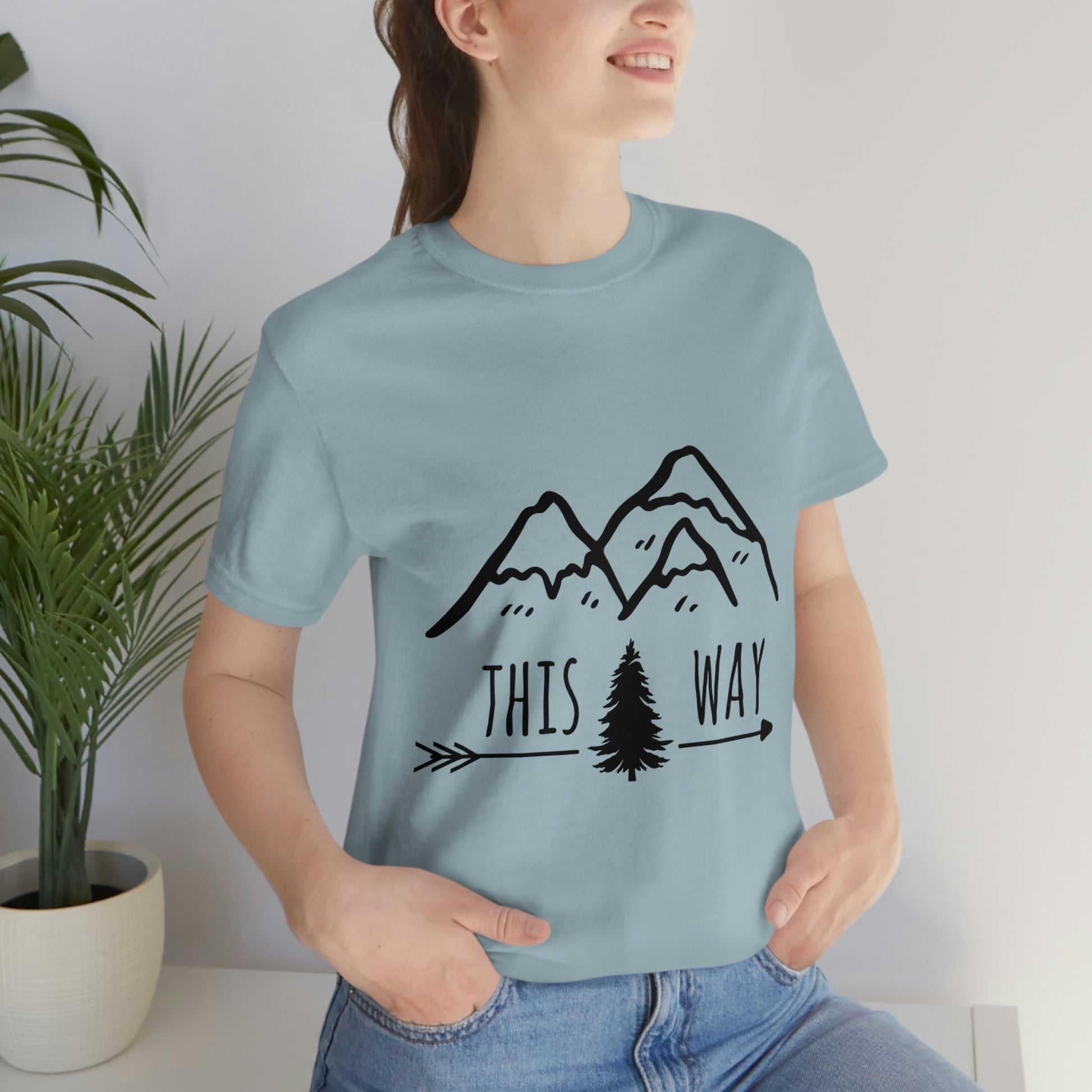 This Way Adventure Begins Vacation Landscape Explore Unisex Jersey Short Sleeve T-Shirt Ichaku [Perfect Gifts Selection]