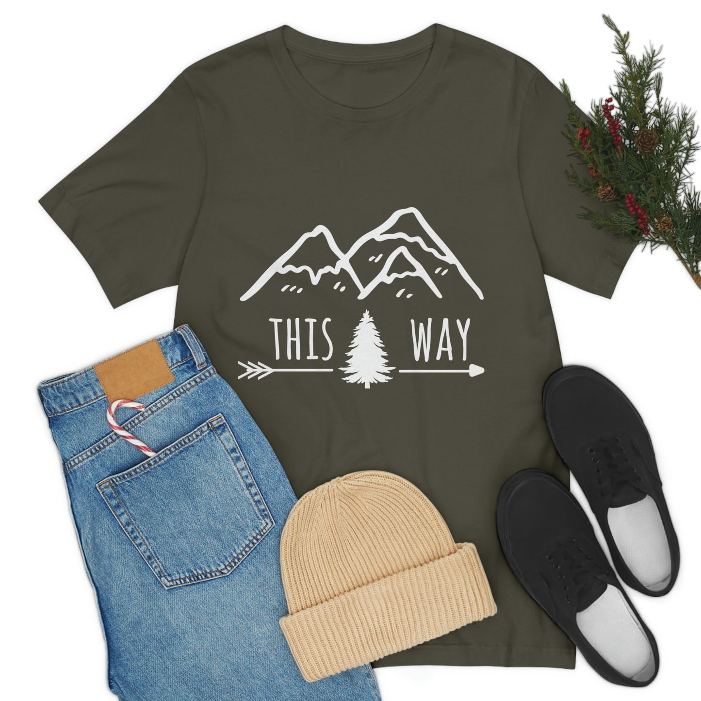 This Way Adventure Begins Vacation Landscape Explore Unisex Jersey Short Sleeve T-Shirt Ichaku [Perfect Gifts Selection]