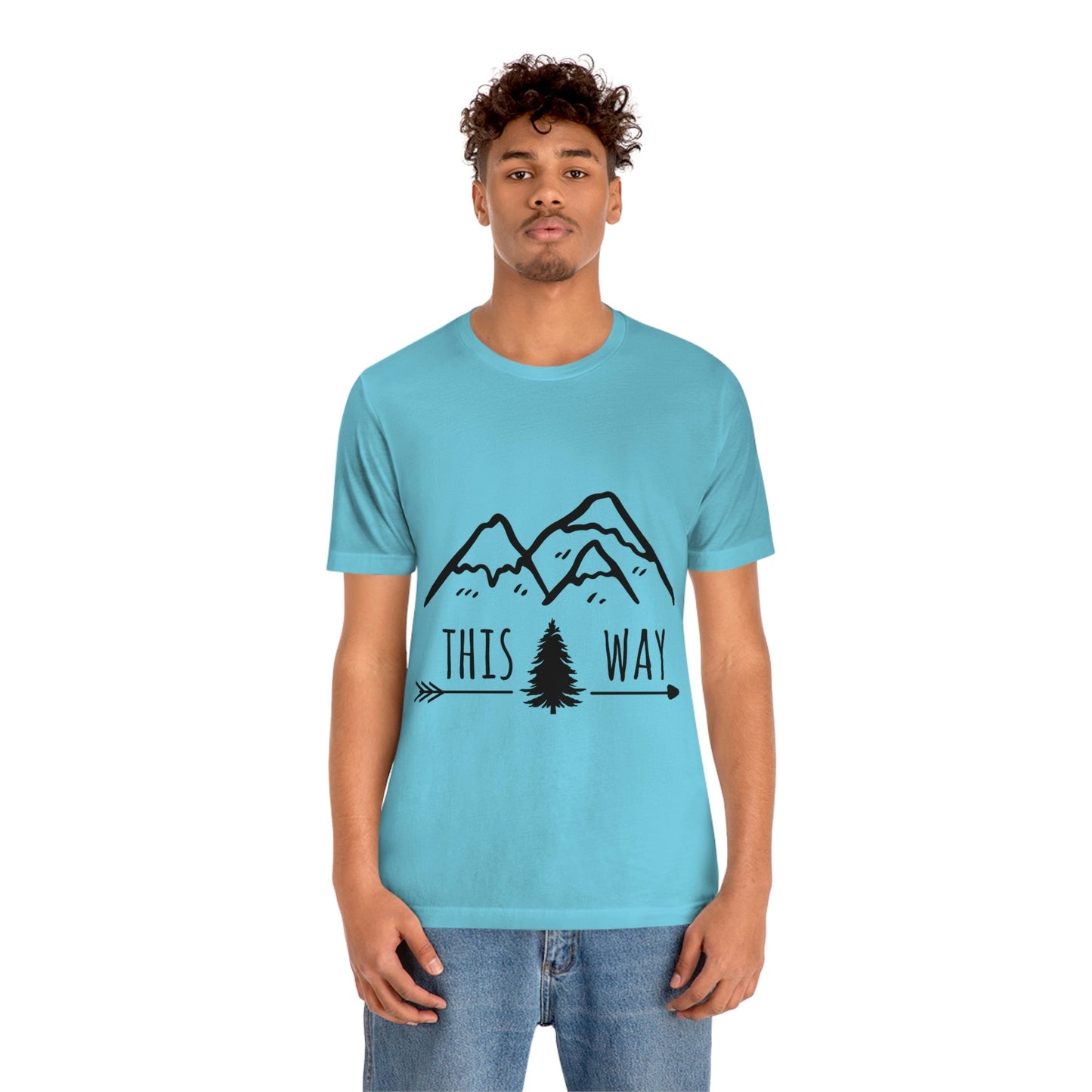 This Way Adventure Begins Vacation Landscape Explore Unisex Jersey Short Sleeve T-Shirt Ichaku [Perfect Gifts Selection]