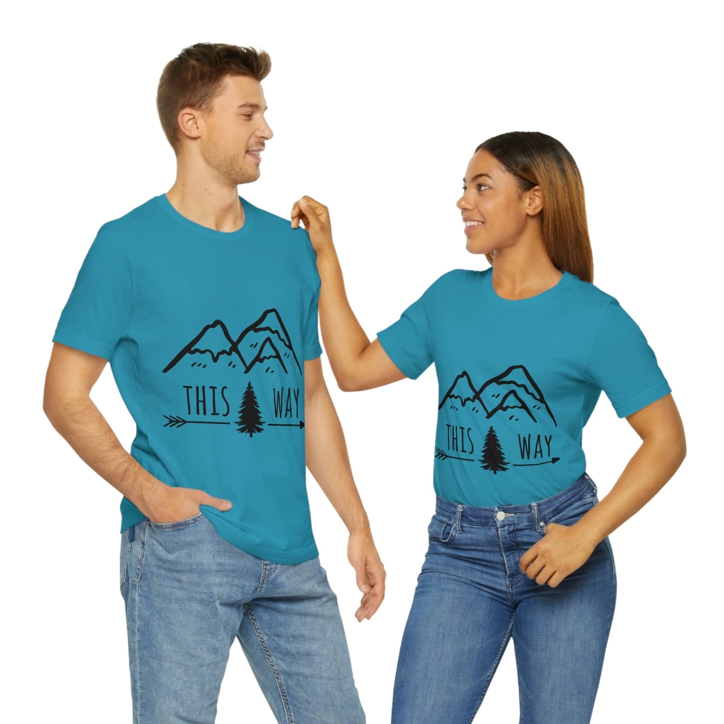 This Way Adventure Begins Vacation Landscape Explore Unisex Jersey Short Sleeve T-Shirt Ichaku [Perfect Gifts Selection]