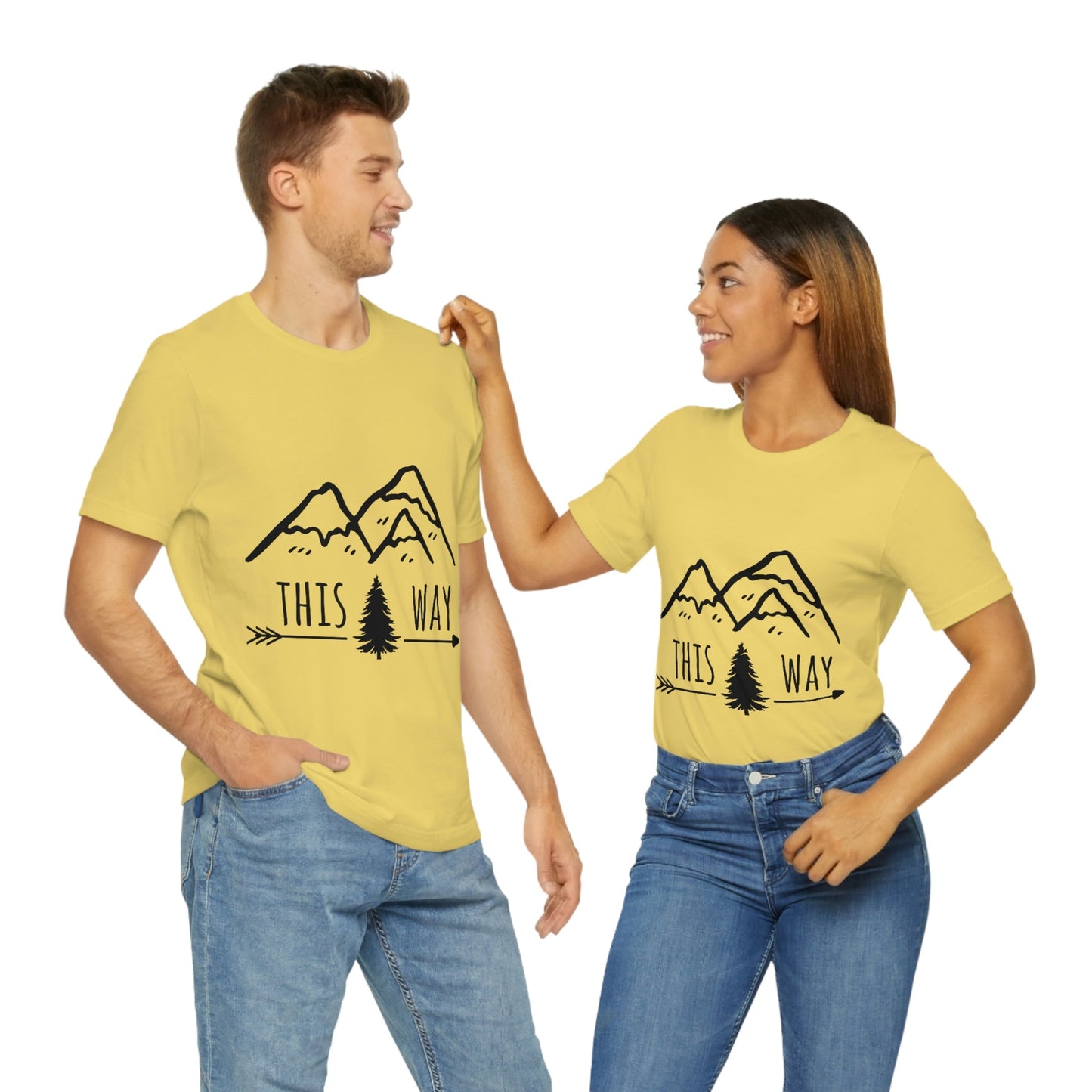 This Way Adventure Begins Vacation Landscape Explore Unisex Jersey Short Sleeve T-Shirt Ichaku [Perfect Gifts Selection]