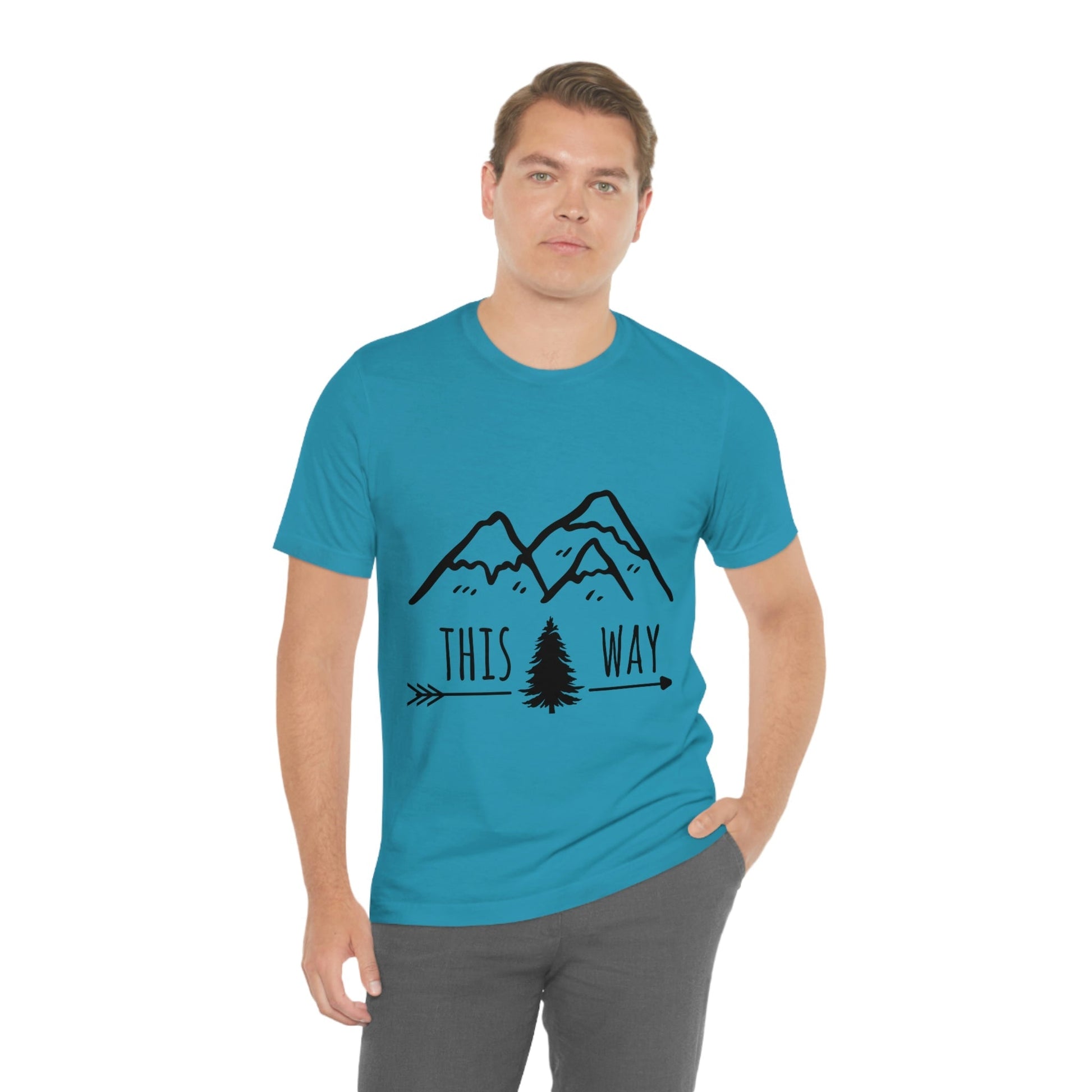 This Way Adventure Begins Vacation Landscape Explore Unisex Jersey Short Sleeve T-Shirt Ichaku [Perfect Gifts Selection]