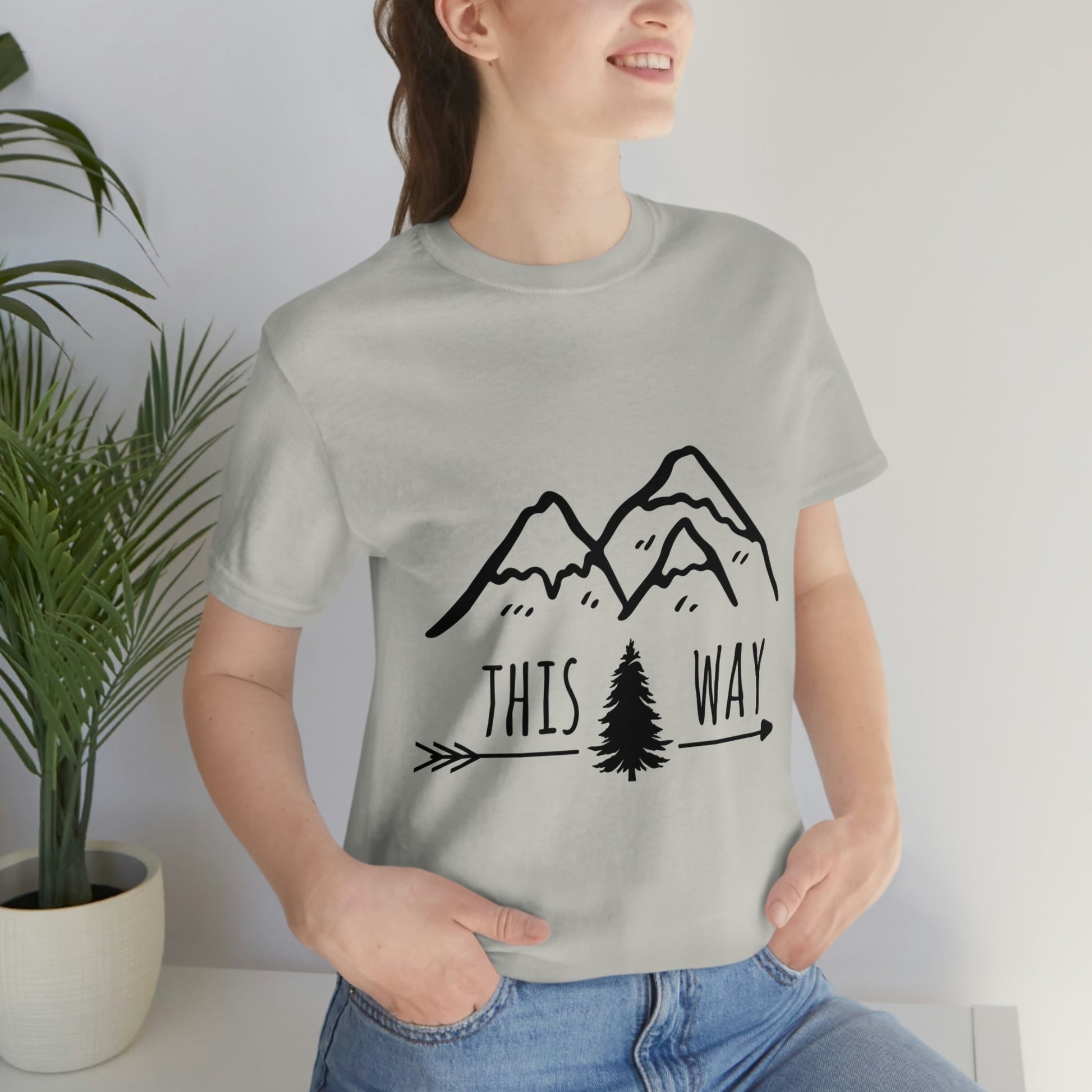 This Way Adventure Begins Vacation Landscape Explore Unisex Jersey Short Sleeve T-Shirt Ichaku [Perfect Gifts Selection]