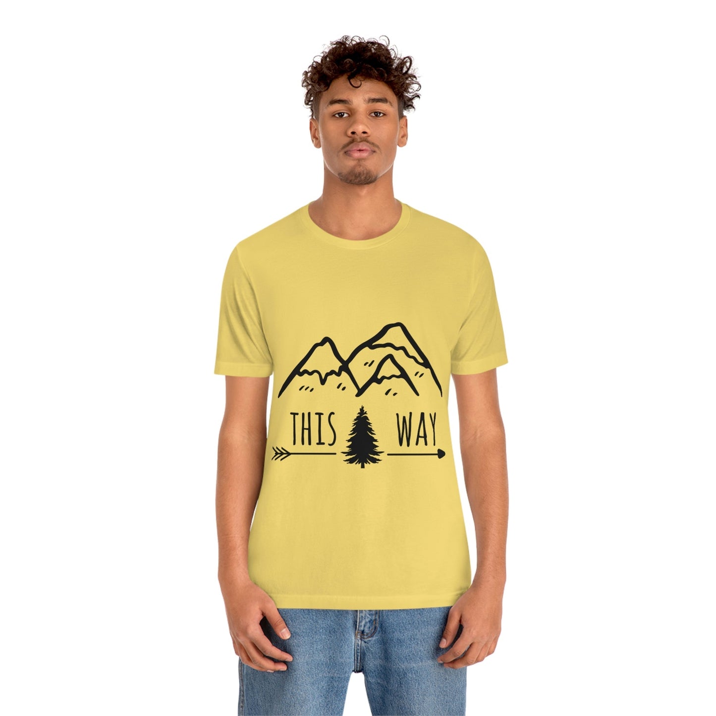 This Way Adventure Begins Vacation Landscape Explore Unisex Jersey Short Sleeve T-Shirt Ichaku [Perfect Gifts Selection]