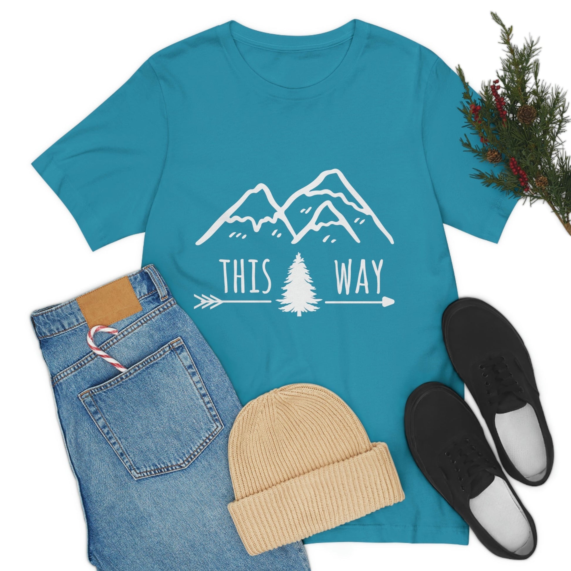 This Way Adventure Begins Vacation Landscape Explore Unisex Jersey Short Sleeve T-Shirt Ichaku [Perfect Gifts Selection]